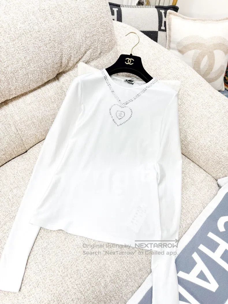 Chanel Chanel 21K popular white rhinestone love studded bead long Size XS / US 0-2 / IT 36-38 - 1 Thumbnail