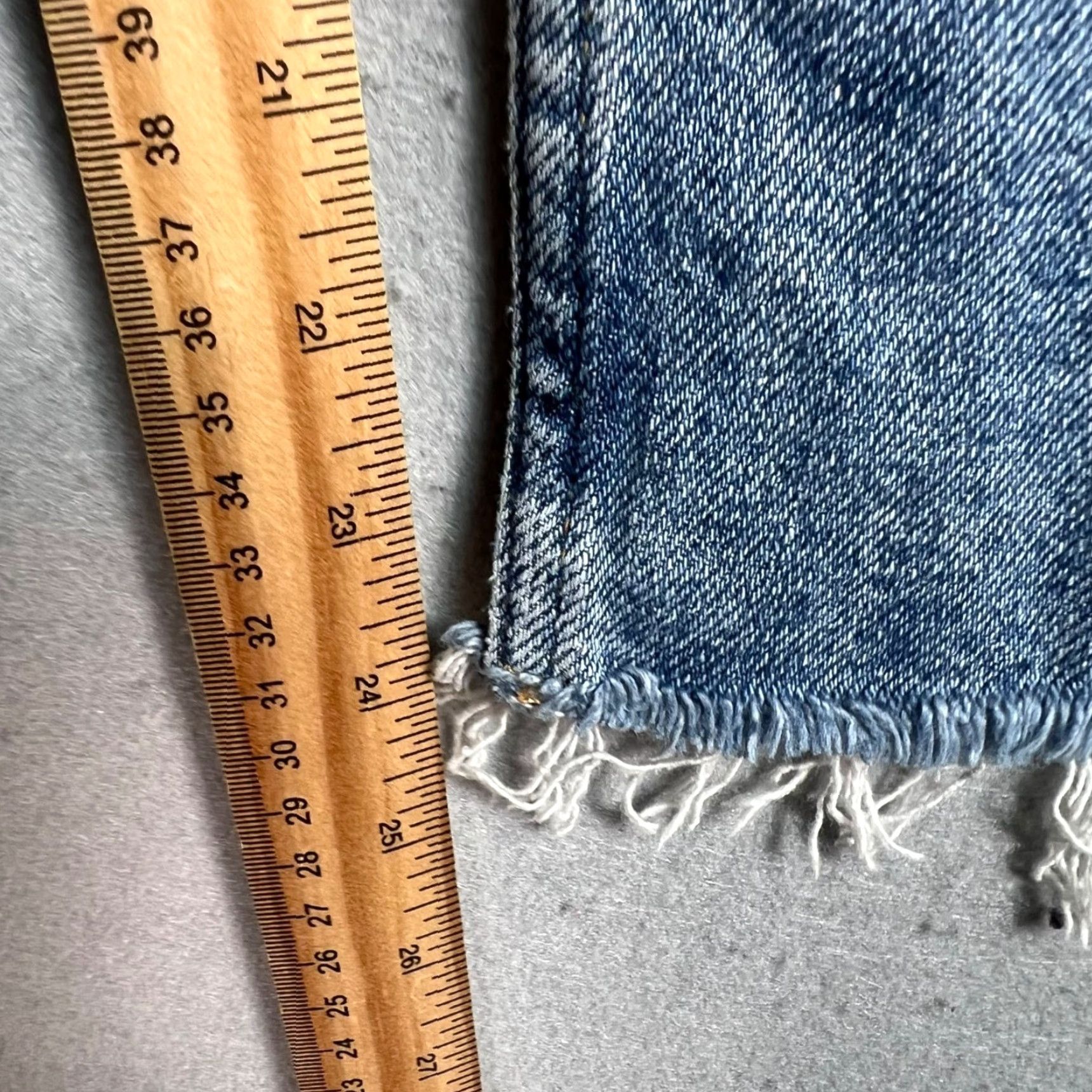 Topshop VINTAGE Topshop Moto High-Waisted Straight Leg Jeans 26 Blue Denim Frayed Hem Womens Size 26" / US 2 / IT 38 - 7 Thumbnail