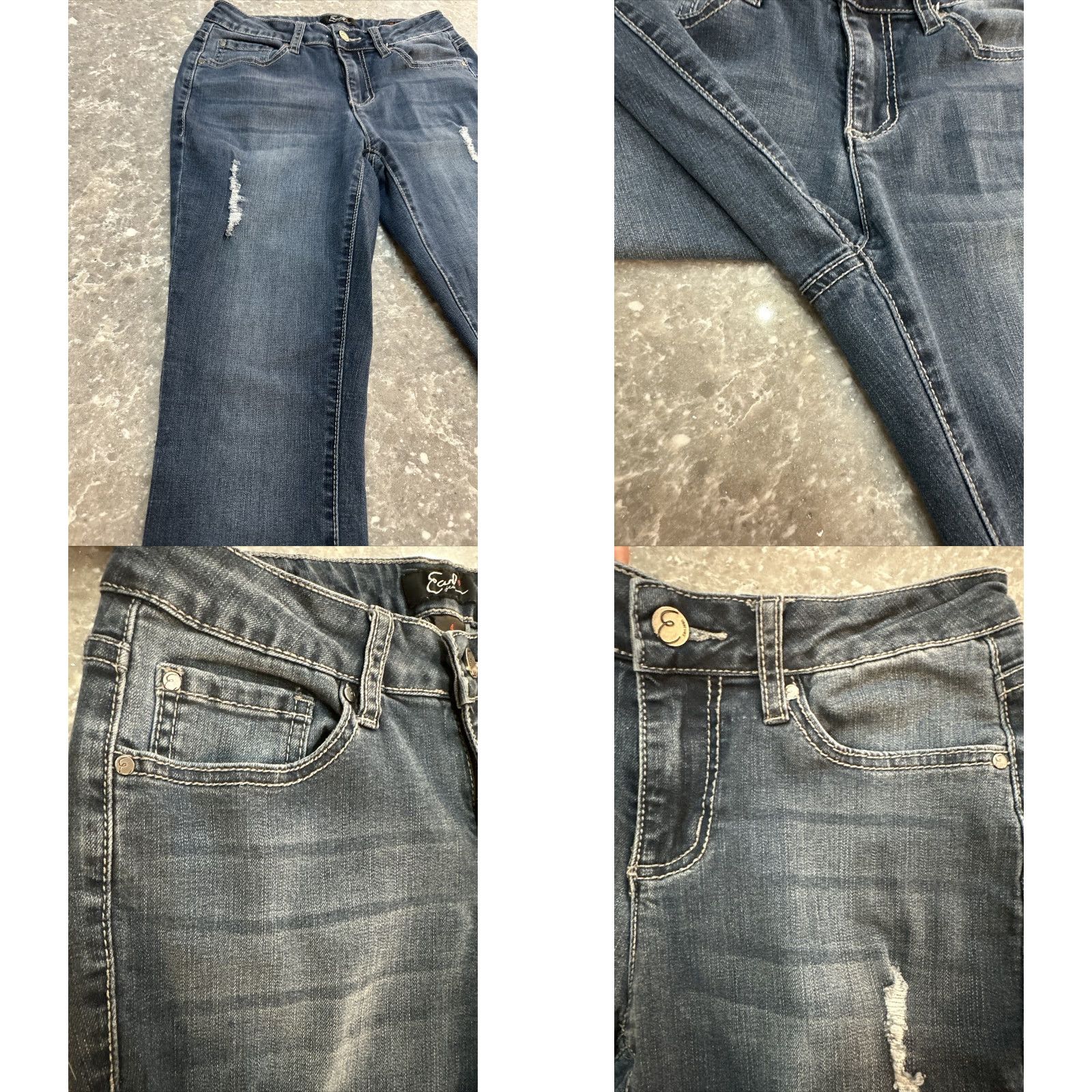Vintage Earl Jeans Skinny Jeans Medium Wash Low Rise Stretch Denim 5-Pocket Zip 26x29 Regular Women US Flag Theme Size 27" / US 4 / IT 40 - 8 Thumbnail