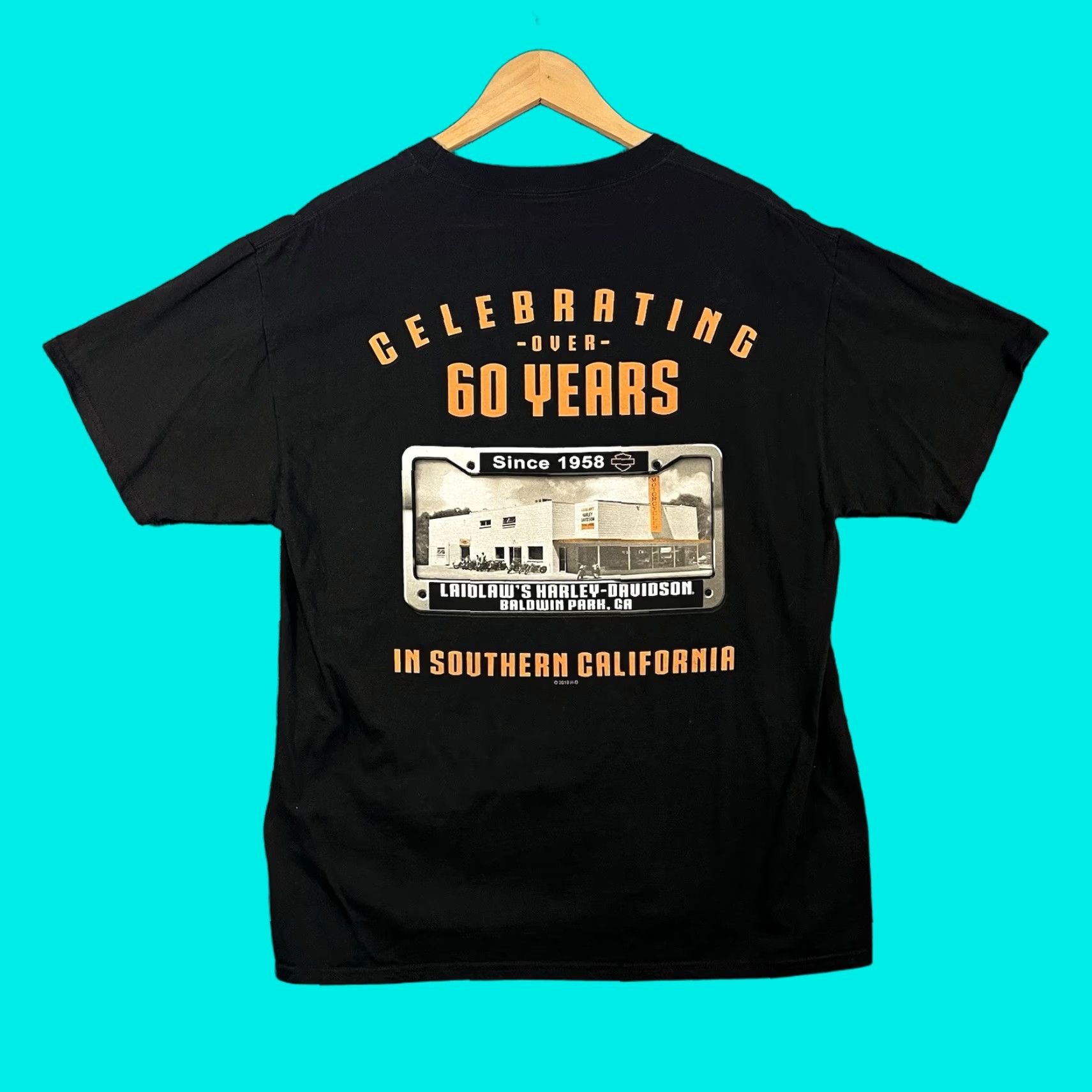 Harley Davidson Harley-Davidson T-Shirt Adult Large Black Graphic Print Cotton Blend California Southern California 60th Anniversary Mens Size US L / EU 52-54 / 3 - 1 Thumbnail