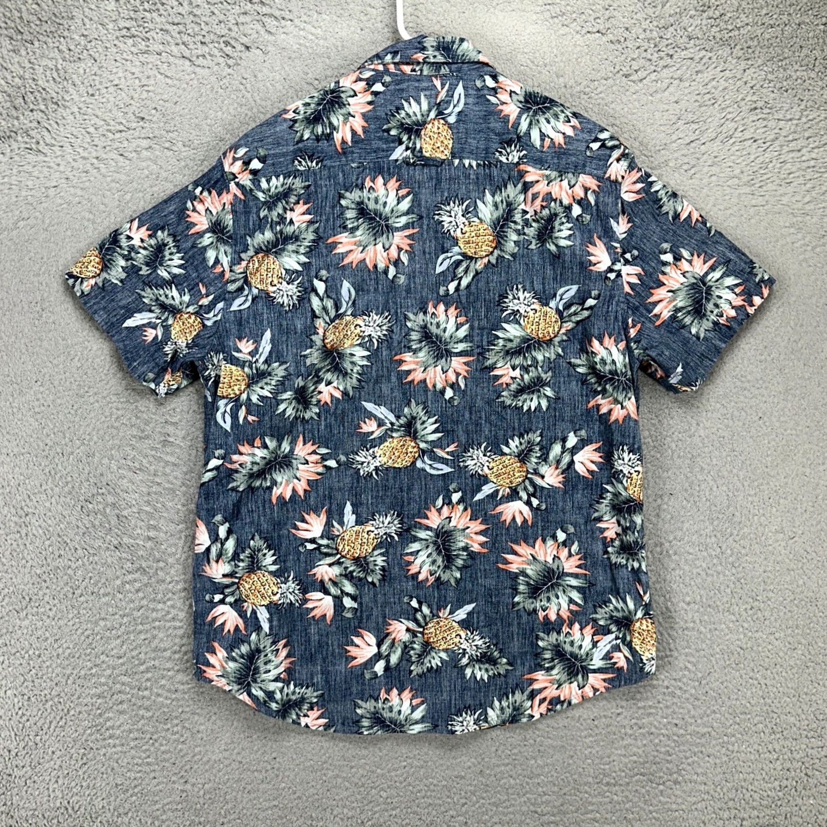 Vintage Denim Flower Mens Hawaiian Shirt Large Navy Pineapple Floral Slim Fit Button Up Size US L / EU 52-54 / 3 - 3 Thumbnail