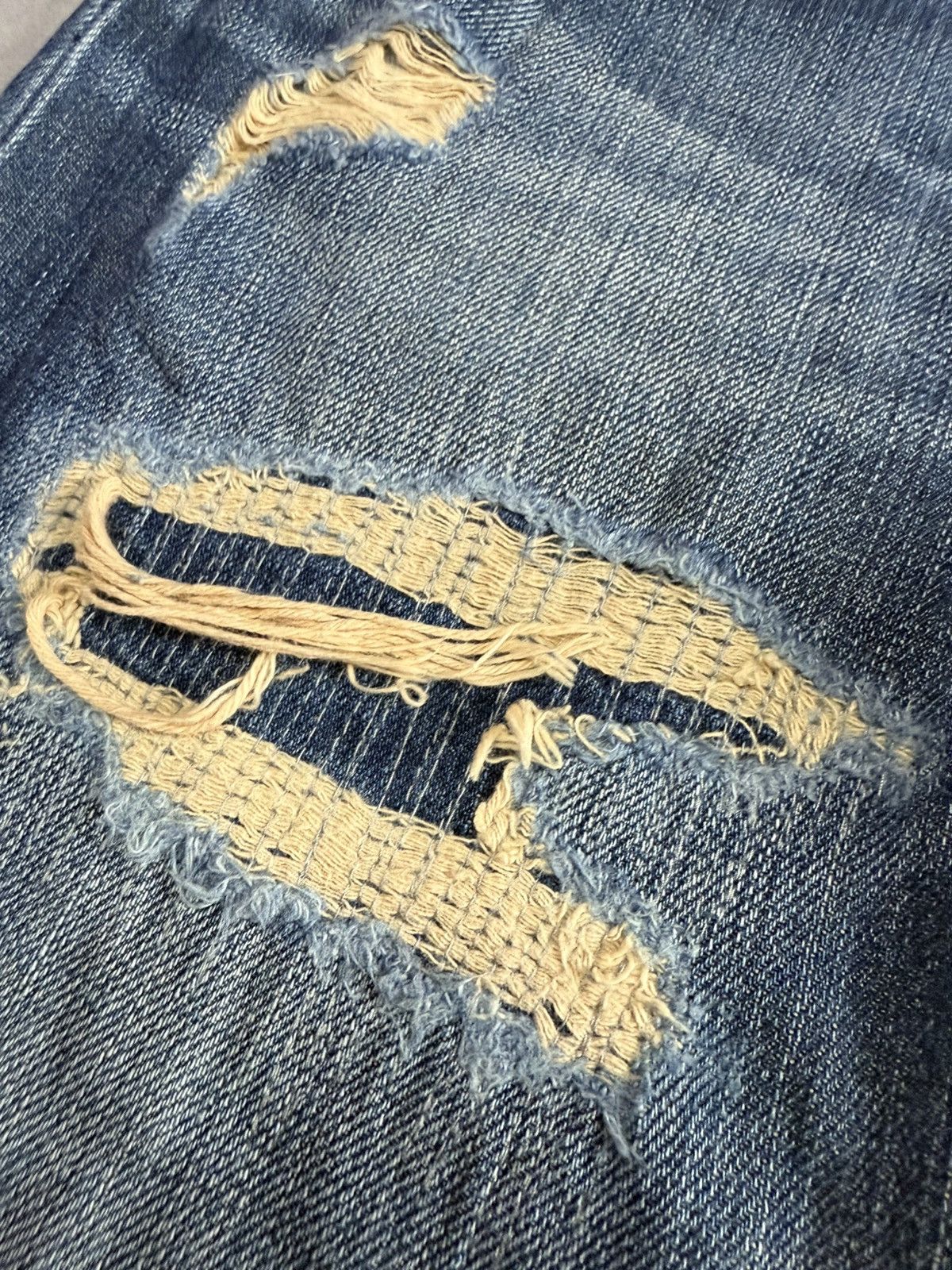 Fad Three × Japanese Brand The Stooge & Co Distressed Repaired Heavy Stitched Jeans Size US 30 / EU 46 - 9 Thumbnail
