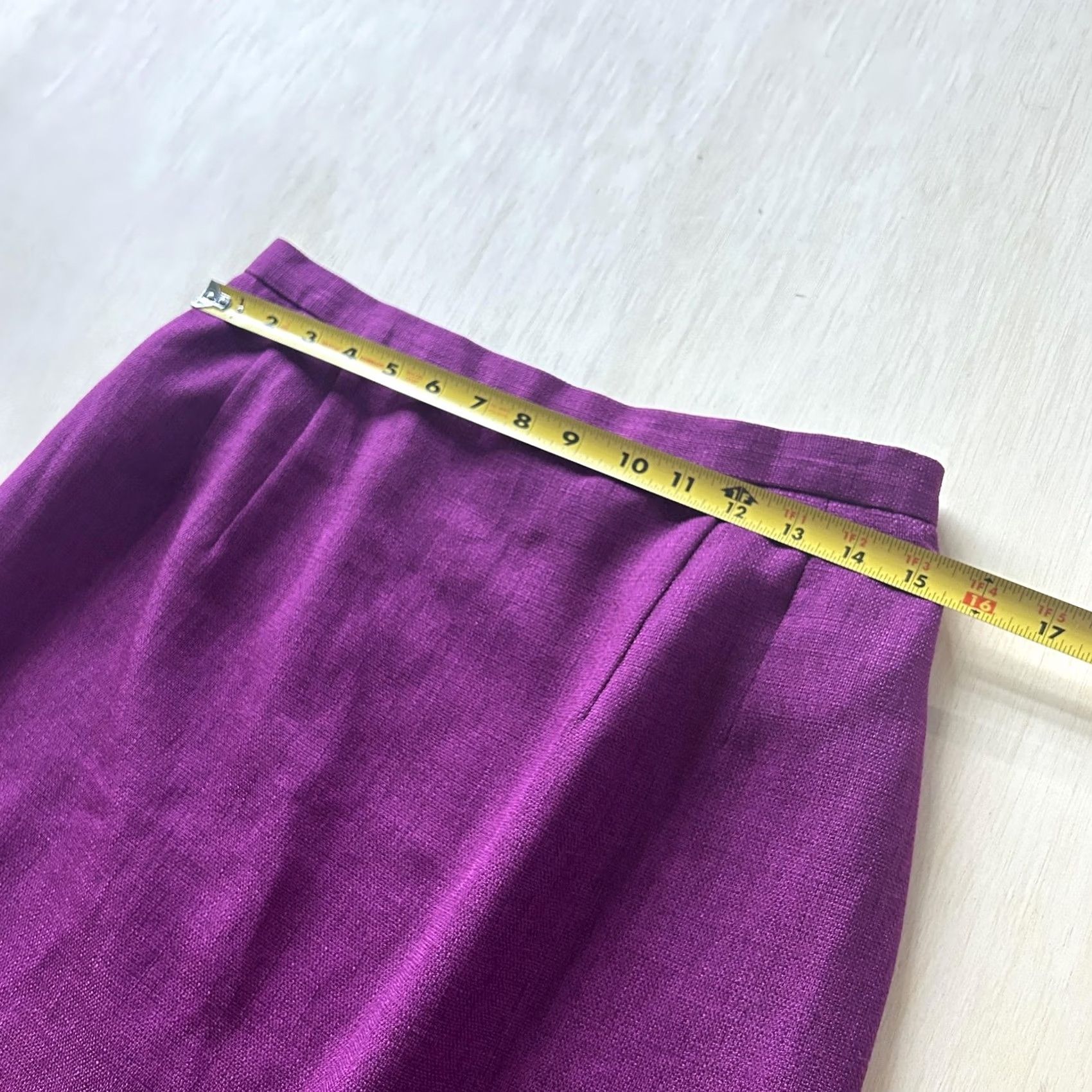 Vintage Plaza South Purple Long Pencil Skirt Womens 16 Elastic Waist Lined Back Zip Office Workwear Size 38" / US 16 / IT 52 - 4 Thumbnail