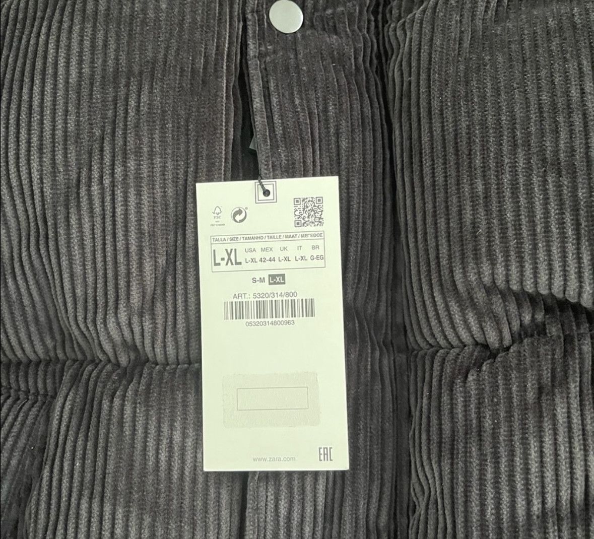 Zara ZARA BLACK CORDUROY PUFFER JACKET | L/XL Size US L / EU 52-54 / 3 - 5 Thumbnail
