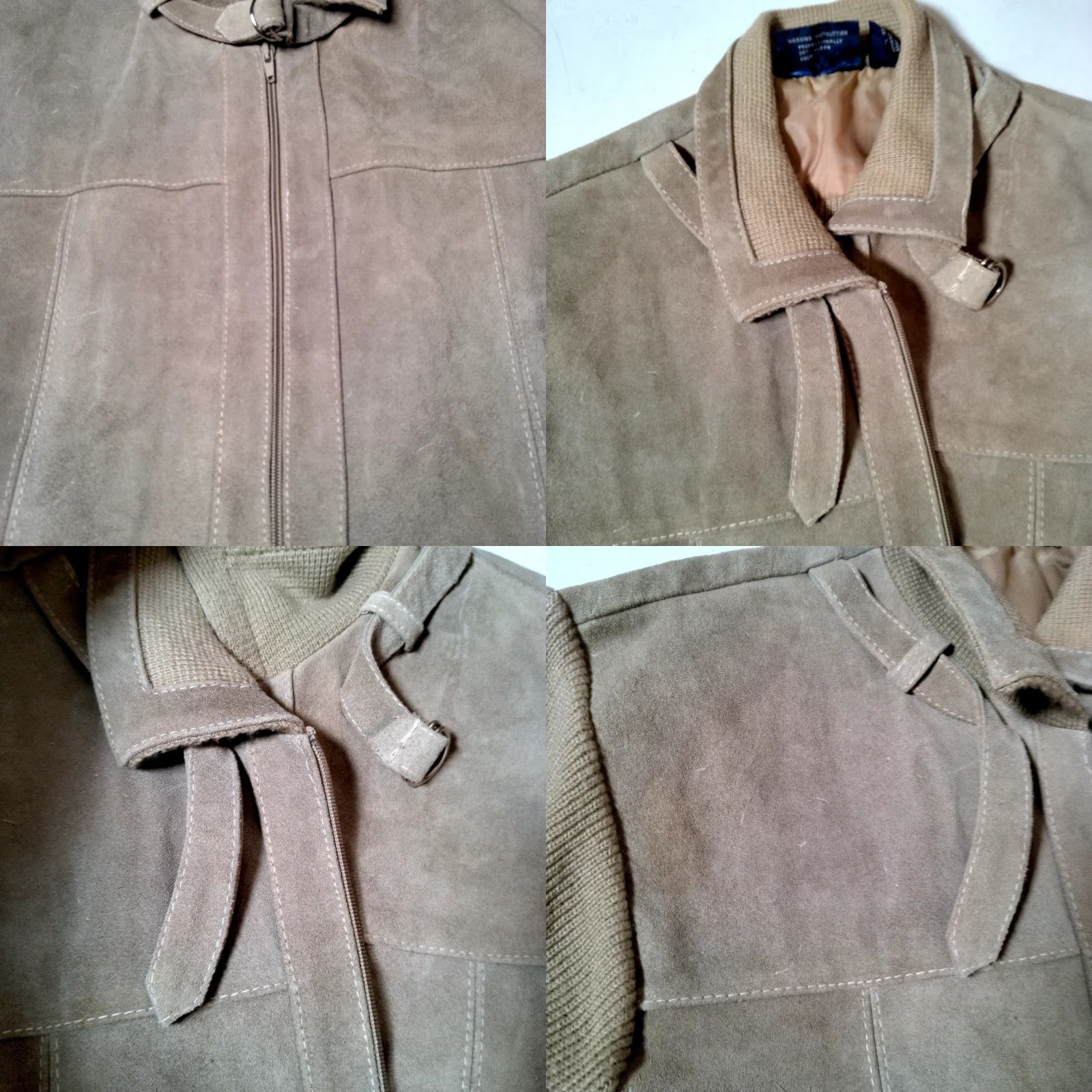 Vintage VINTAGE Carrington Sweater Jacket Men L Beige Leather Cowhide Knit Full Zip Size US L / EU 52-54 / 3 - 9 Thumbnail