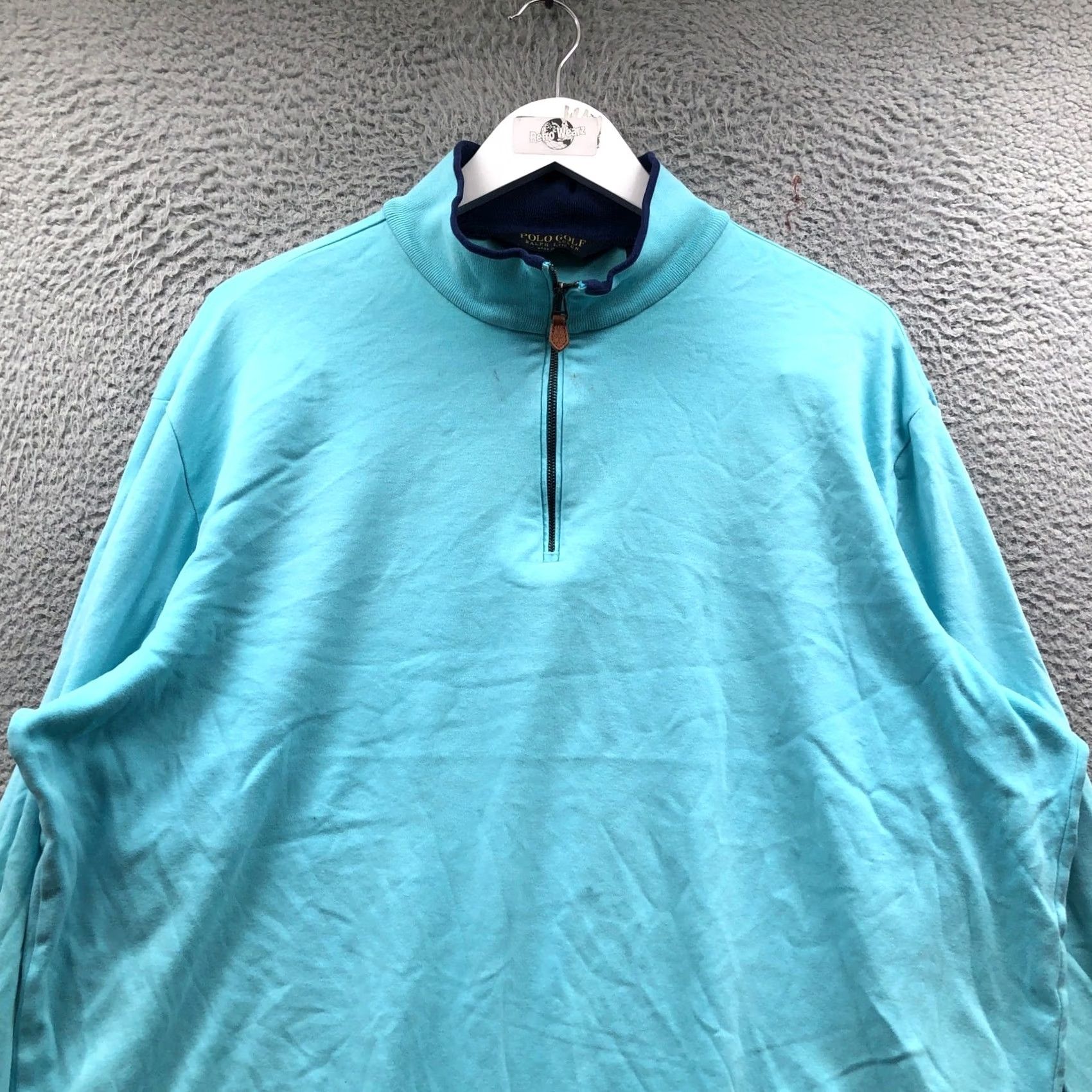 Polo Ralph Lauren Polo Ralph Lauren 1/4 Zip Sweater Pullover Mens XL Long Sleeve Aqua Blue Size US XL / EU 56 / 4 - 7 Thumbnail