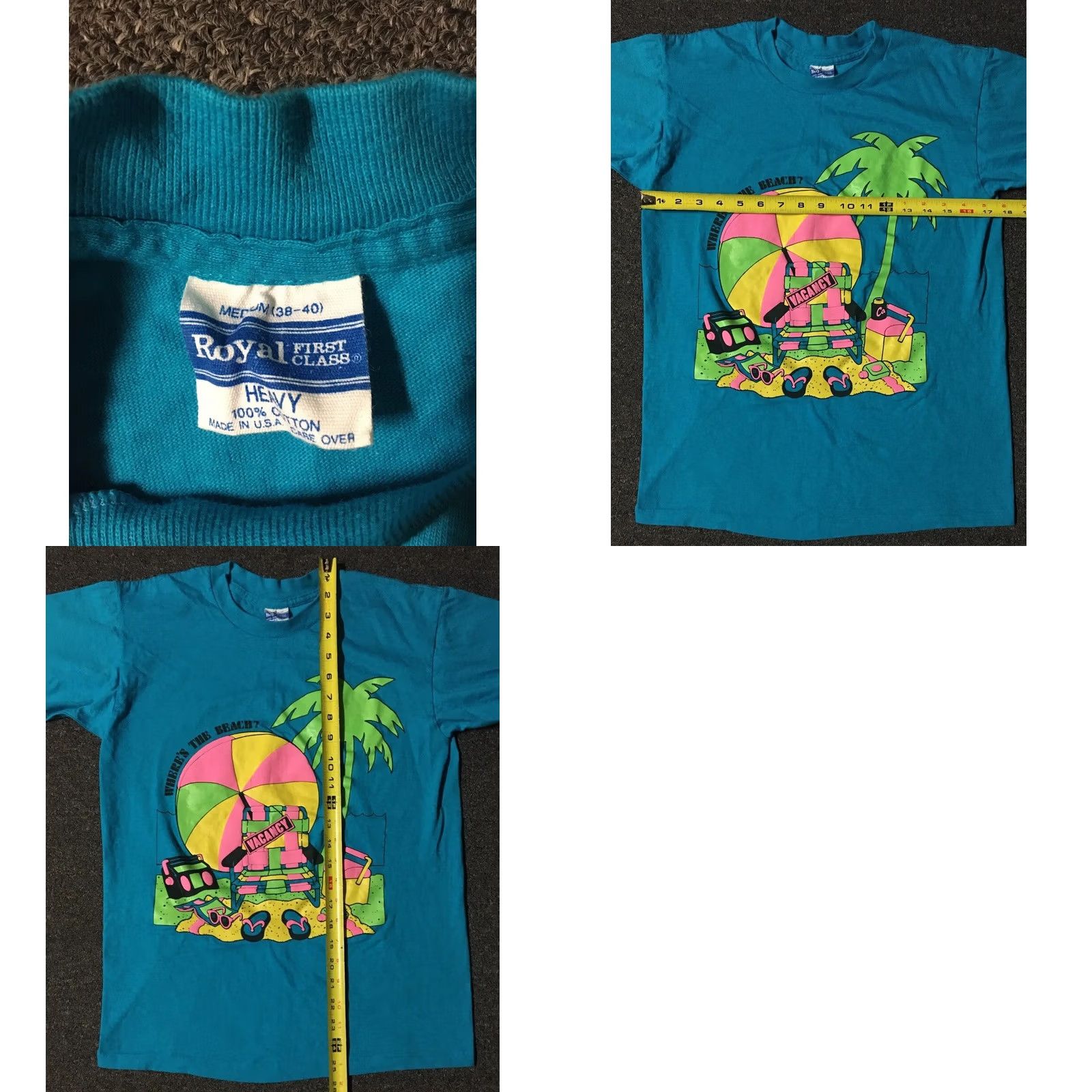 Vintage VINTAGE Wheres The Beach? T-Shirt S USA Surf Hawaii Vaporwave Neon OP TC Skate 90s Shirt Men Blue Short Sleeve 100% Cotton Graphic Tee Size S Size US S / EU 44-46 / 1 - 8 Thumbnail