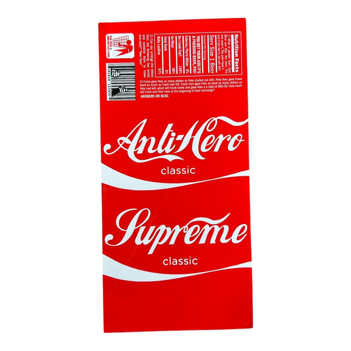 Antihero × Supreme Supreme Anti Hero Coca Cola Sticker | Grailed