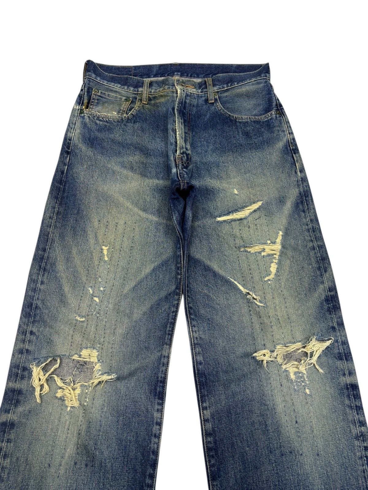 Warehouse 💥BAGGY💥WAREHOUSE UNIQUE CLOTHING SASHIKO STITCH BAGGY JEANS Size US 30 / EU 46 - 5 Thumbnail