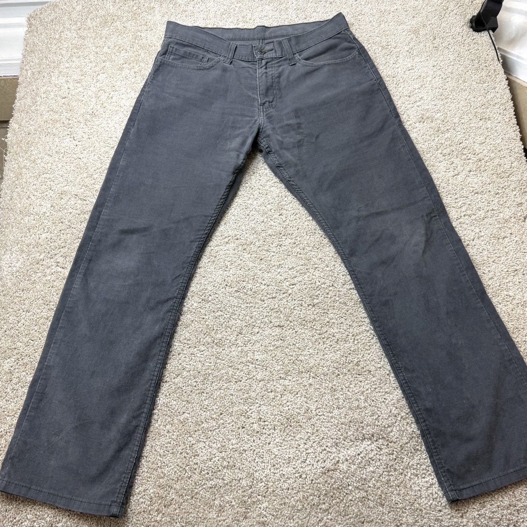 Levi's Levi's 514 Jeans Mens 33x30 Dark Wash Gray Corduroy Slim Straight Stretch Casual Jeans Size US 33 - 3 Thumbnail