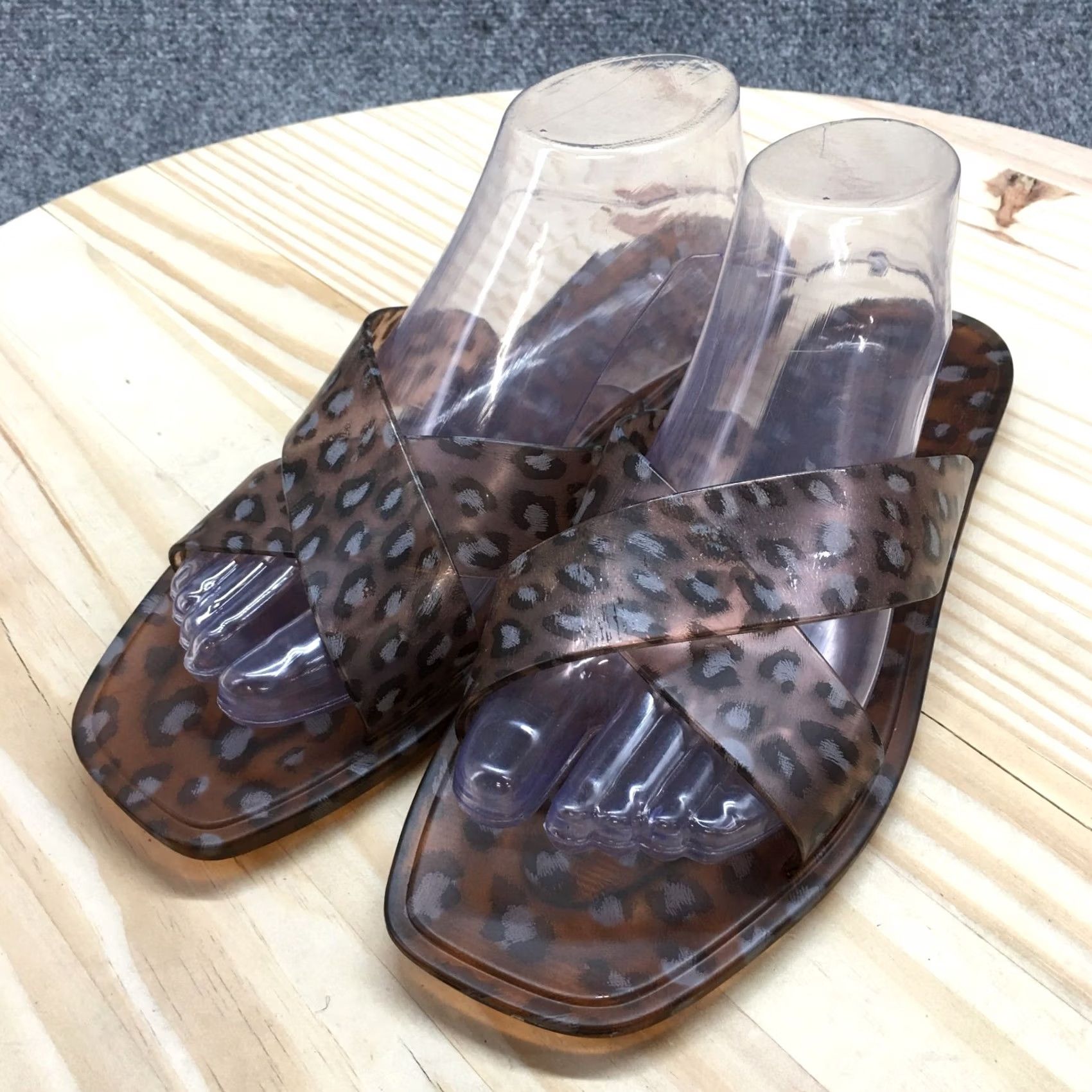 Vintage Maurices Sandals Womens 9 Flip Flop Slides Brown Open Toe Leopard Print Jelly Shoes Size US 9 / IT 39 - 3 Thumbnail