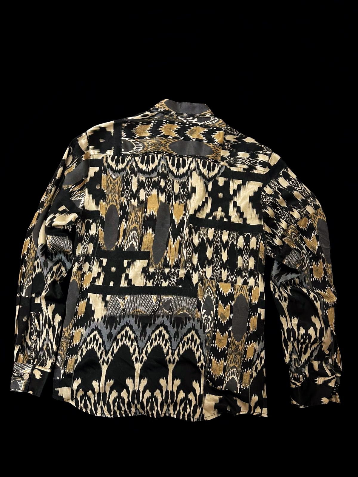 BIJAN Biyan Natural Silk Shirt – Gold/Black Pattern – S/M Size M / US 6-8 / IT 42-44 - 2 Thumbnail