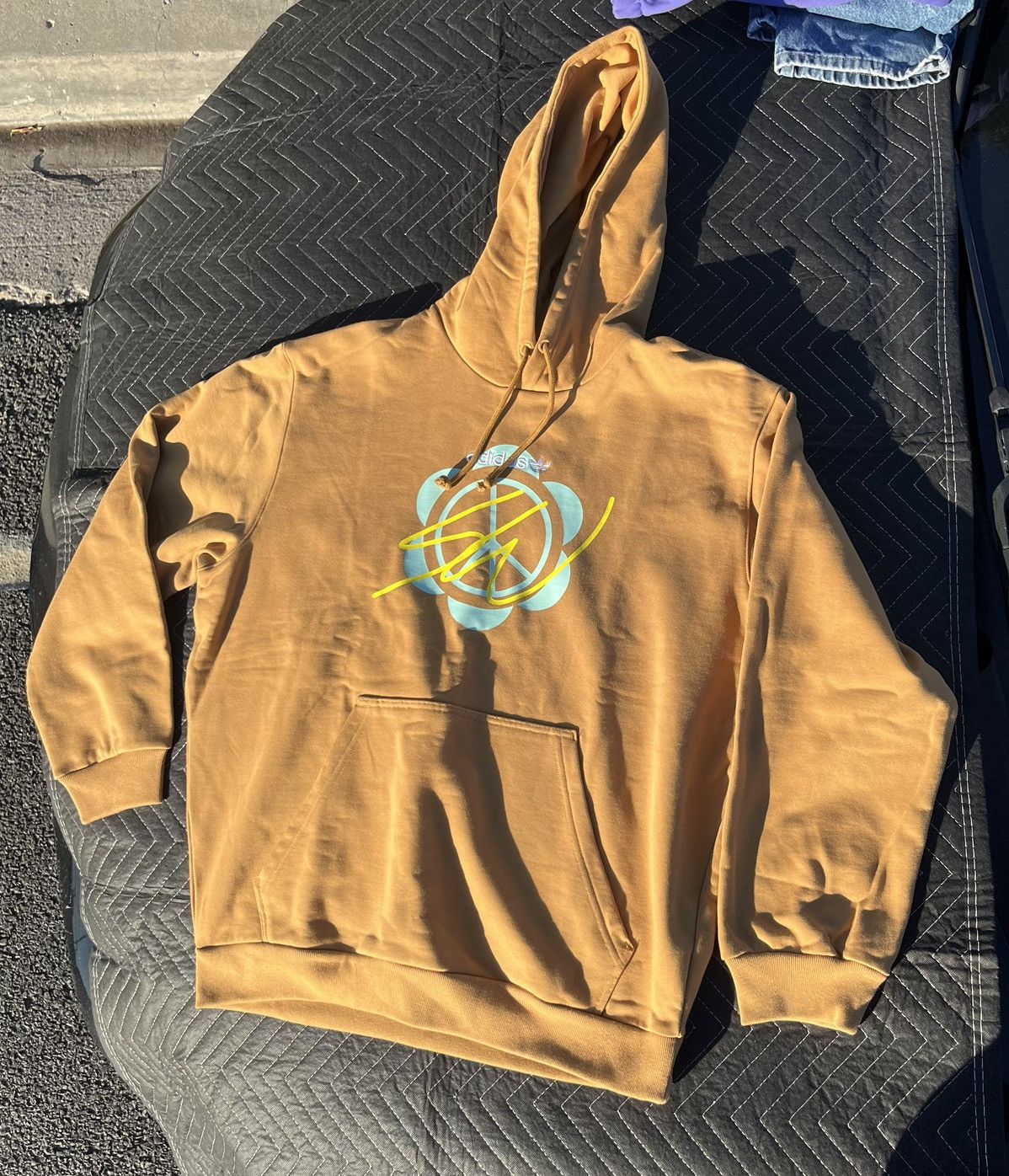 image of Adidas X Sean Wotherspoon Collab Heavyweight Hoodie in Brown Tan, Men's (Size Large)