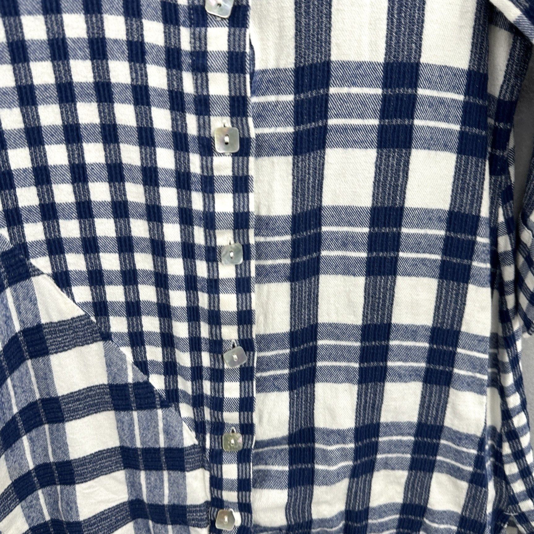 Soft Surroundings Soft Surroundings Tunic Womens XS Blue Plaid Flannel Long Sleeve Button Front Cozy Casual Blouse Size XS / US 0-2 / IT 36-38 - 6 Thumbnail