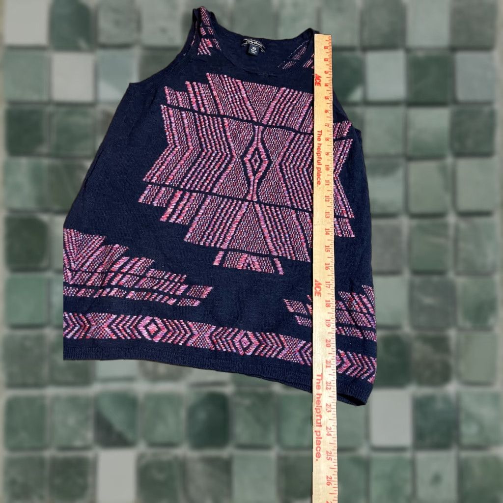 Lucky Brand Lucky Brand Top Womens XS Sleeveless Knit Blue Pull Over Aztec Pattern Size XS / US 0-2 / IT 36-38 - 1 Thumbnail