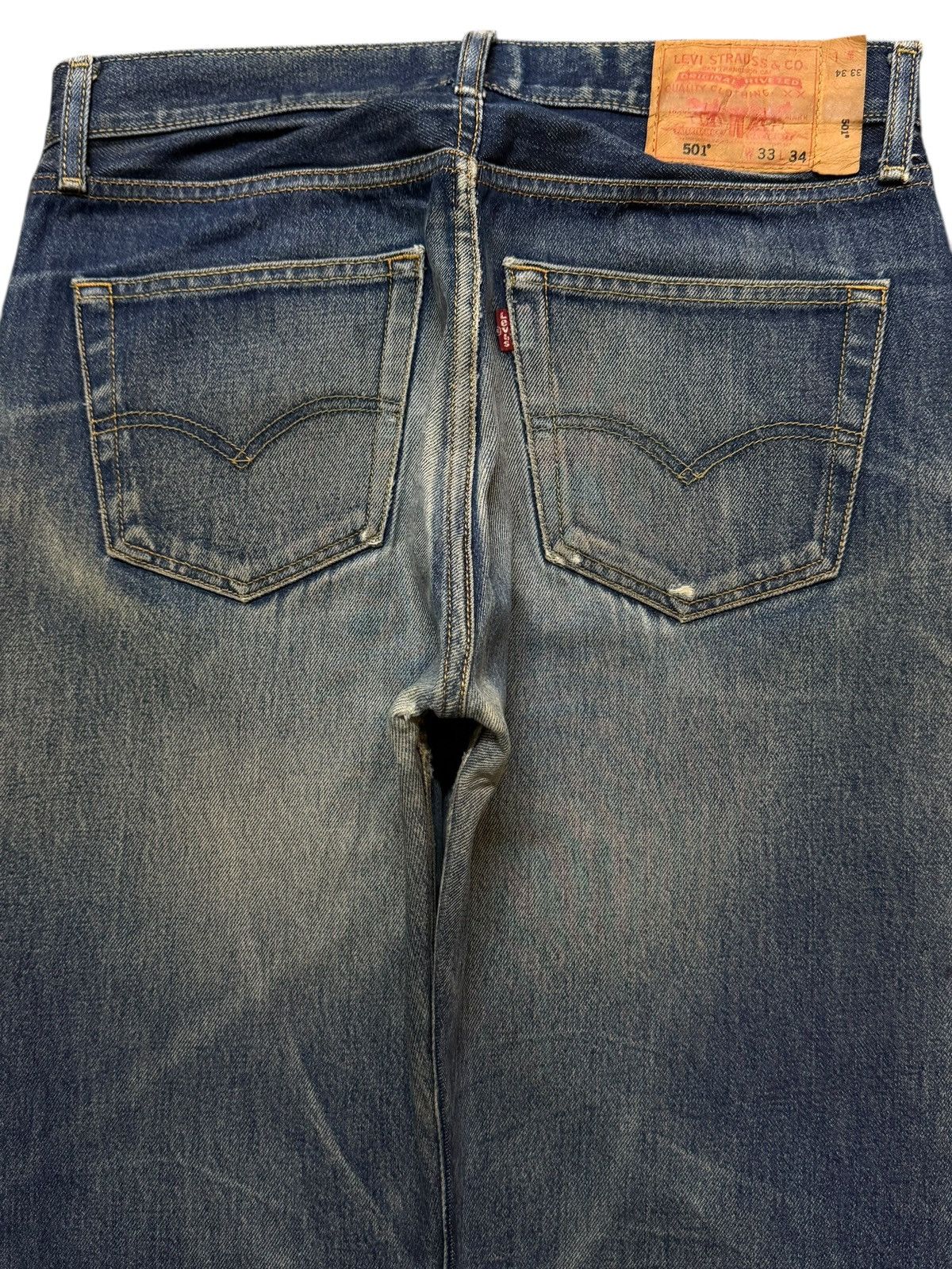 Levi's Vintage Clothing Vintage Y2K Levis 501 Blue Faded Wash Distress Straight Leg Size US 32 / EU 48 - 4 Thumbnail