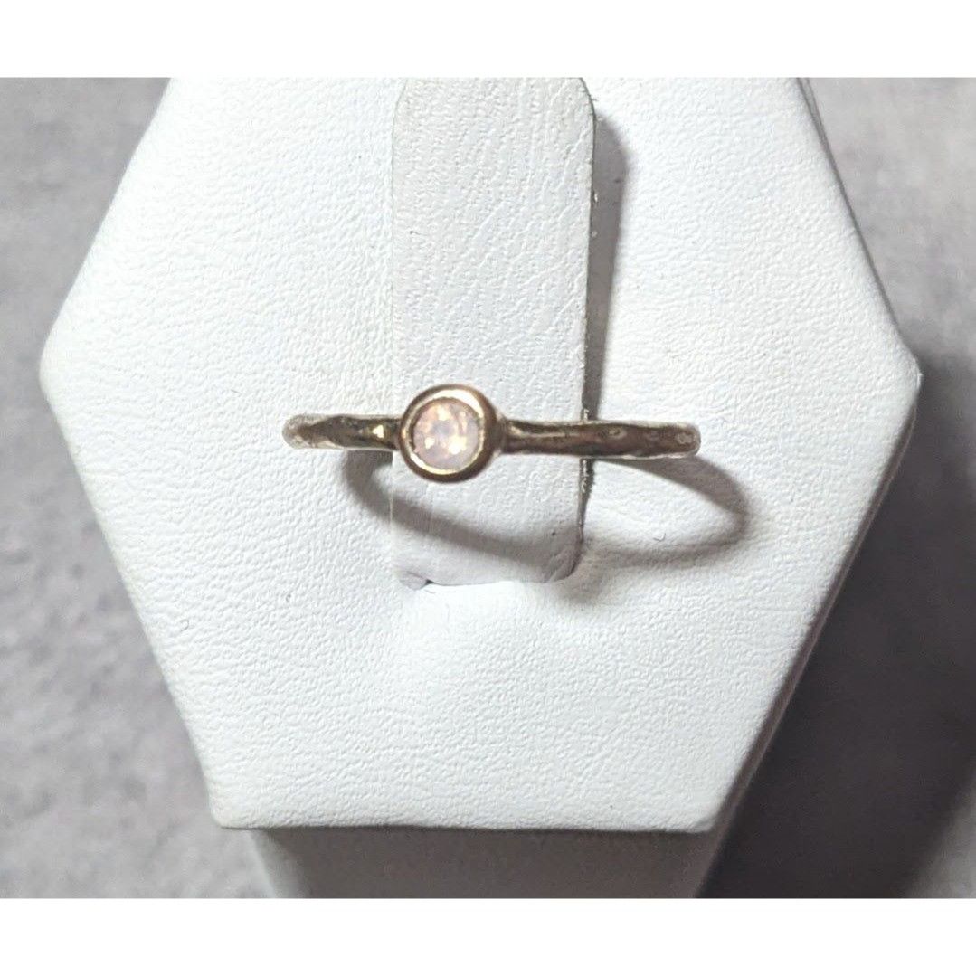 Other Minimalist Gold Tone Textured Ring With Tiny Pastel Pink Sto Size ONE SIZE - 7 Thumbnail