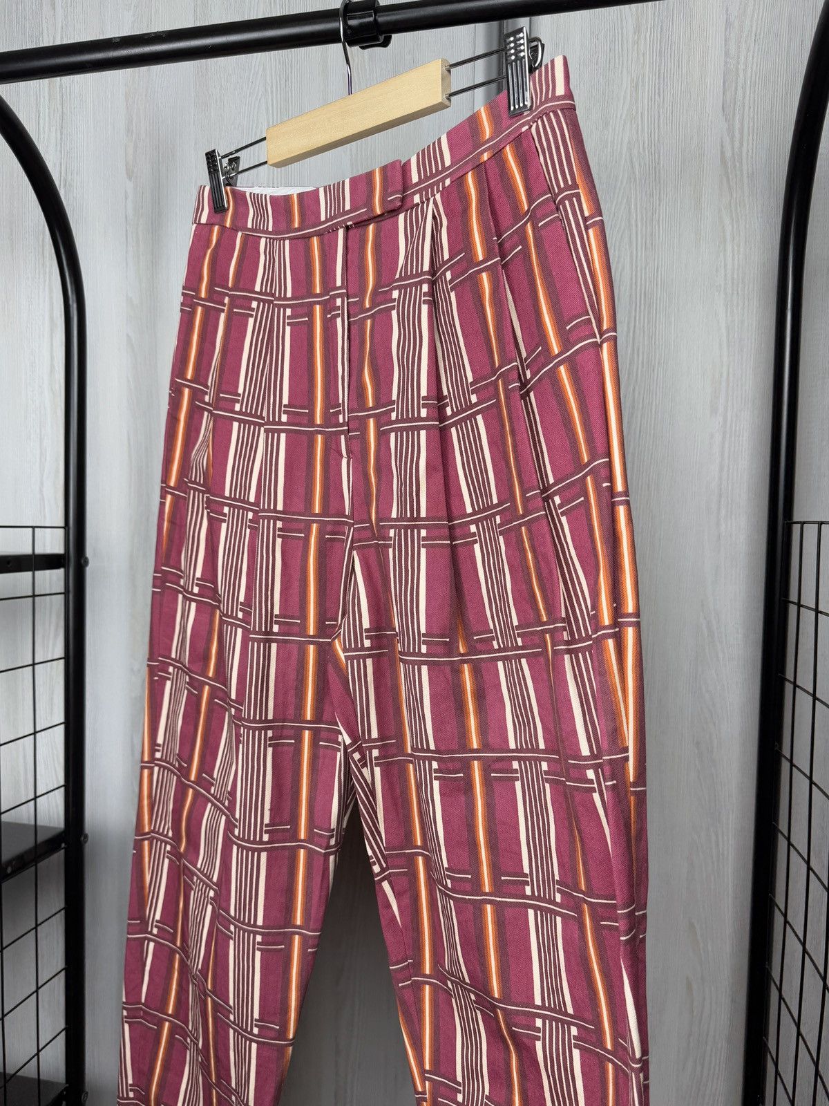 Chloe Chloe Stora geometrical pattern striped plaid cotton pants Size 27" / US 4 / IT 40 - 4 Thumbnail