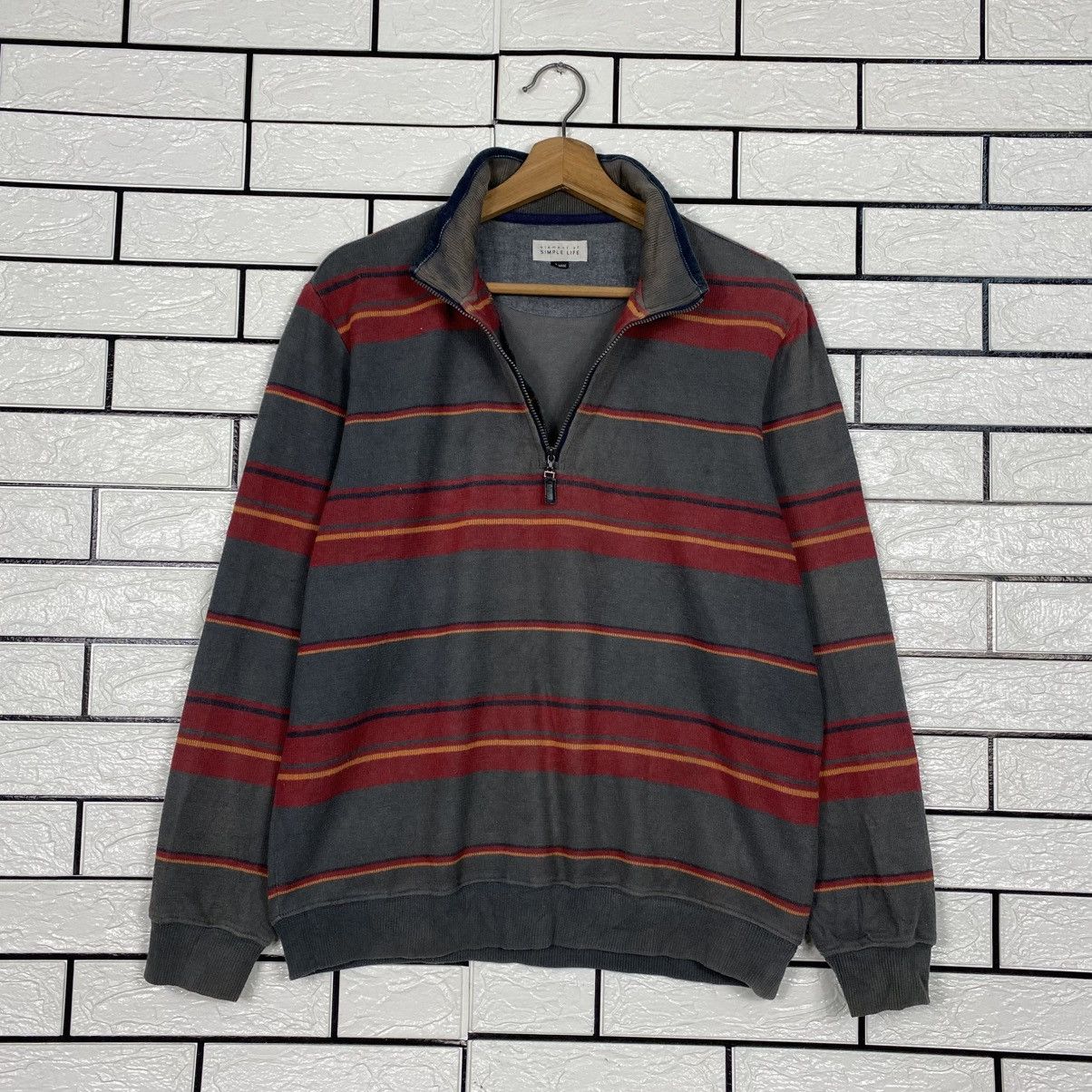 Issey Miyake 📌Vintage Anorak Sweatshirt Simple Life Striped Size US L / EU 52-54 / 3 - 9 Thumbnail