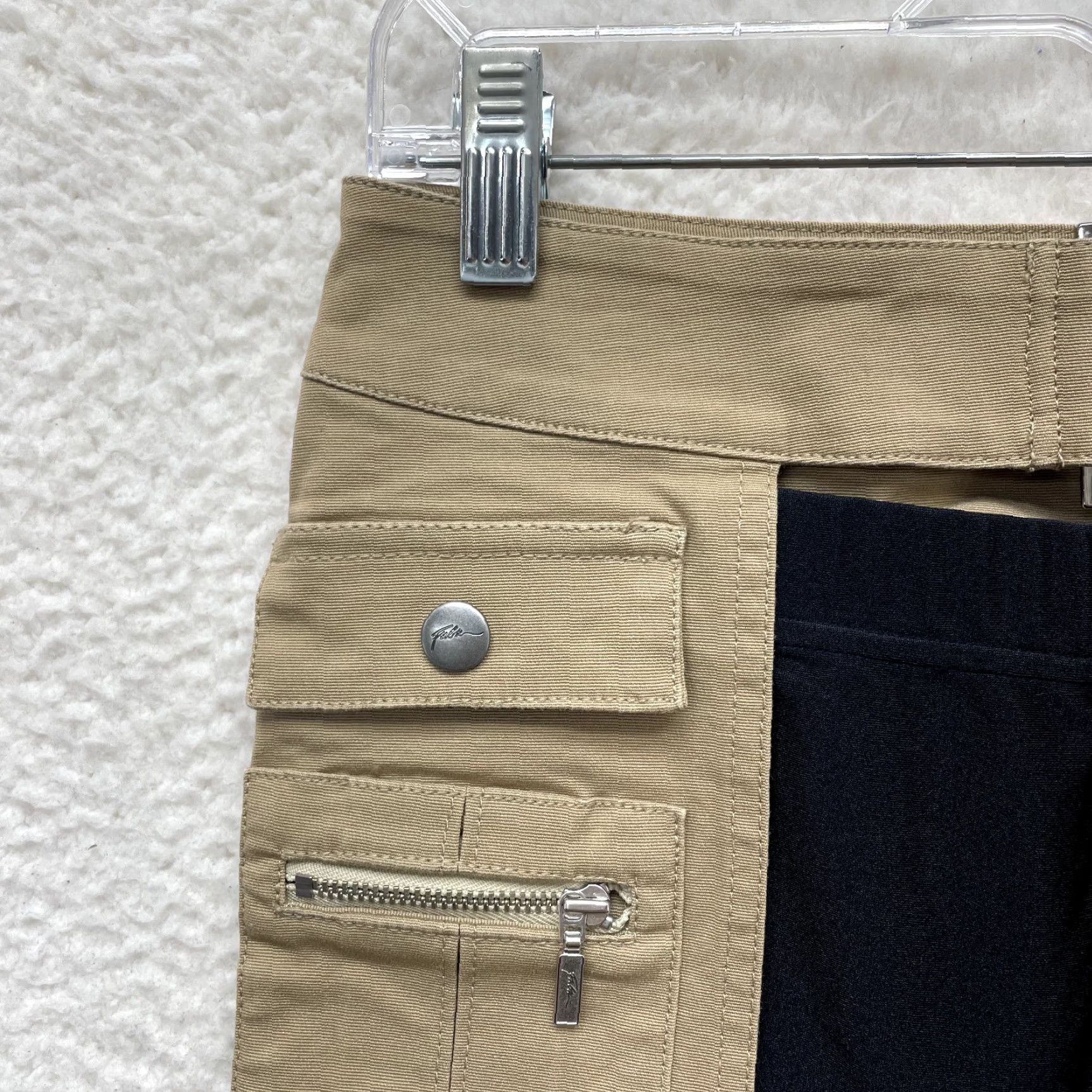 Fubu 90s Y2K Vintage Fubu Cargo Mini Skirt S Small Beige Grunge 2 25 Junior Women's 2 25? Size 28" / US 6 / IT 42 - 3 Thumbnail
