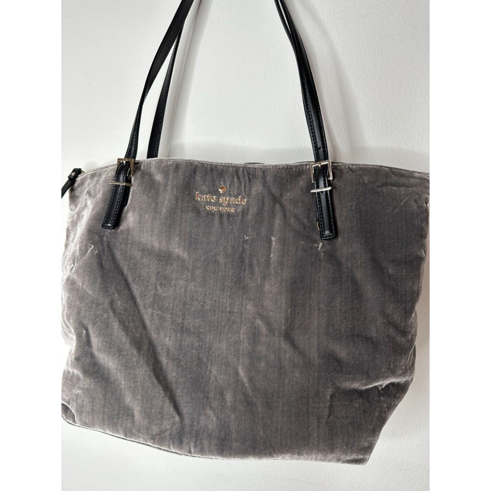 Kate Spade Kate Spade Gray Kona Dawn Place Velvet Leather Handle Tote L Size ONE SIZE - 2 Thumbnail