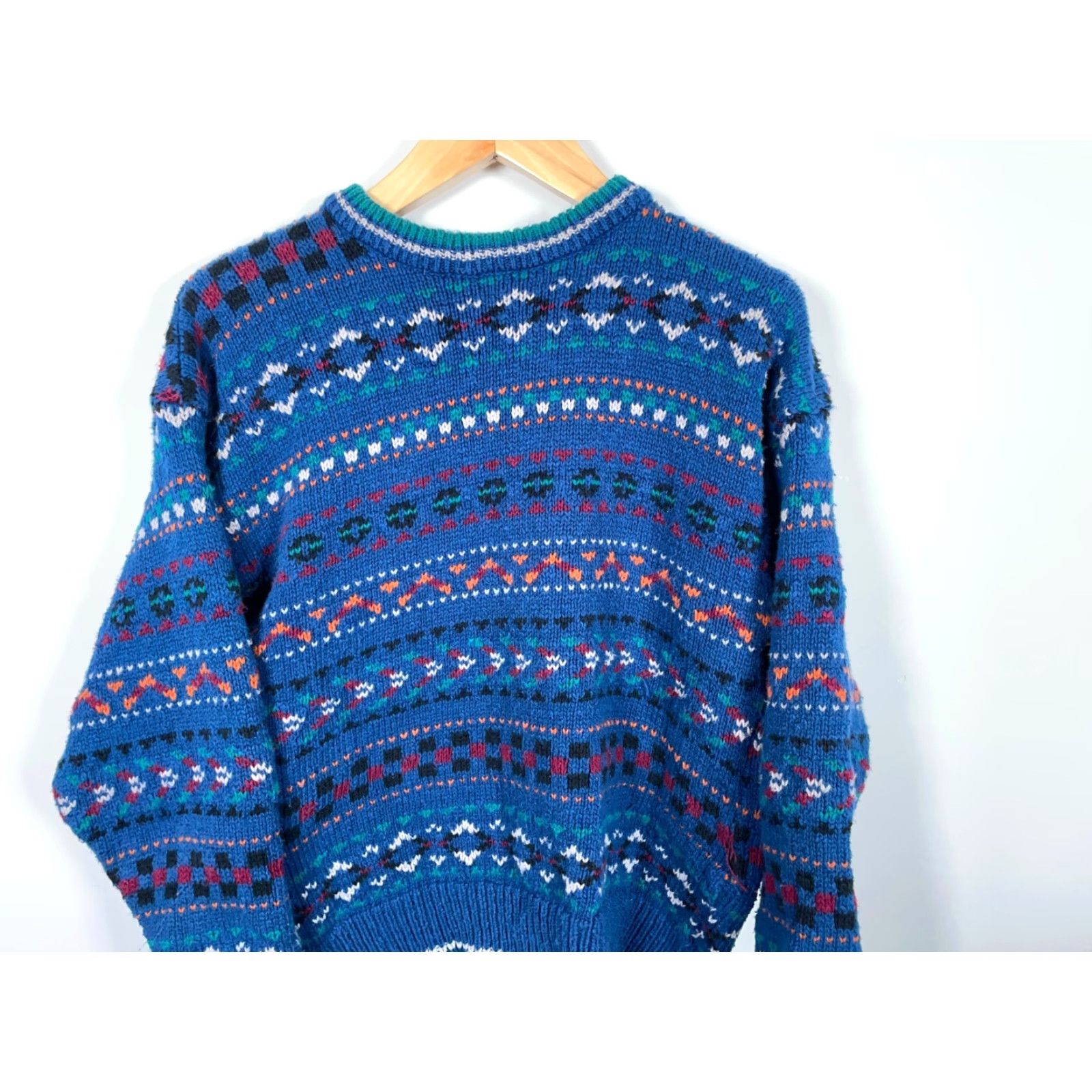 Vintage VINTAGE Boundary Waters 90s Fair Isle Pattern Sweater Women's XL Blue Chunky-Knit Crew Neck Pullover Size XL / US 12-14 / IT 48-50 - 4 Thumbnail