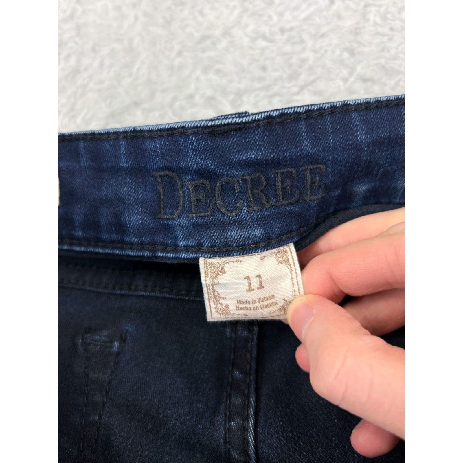 Decree Decree Womens Jeans Tapered Cotton Blend Dark Blue 11 Slim Fit Stretch Retro 2010s Girls Size 32" / US 10 / IT 46 - 3 Thumbnail