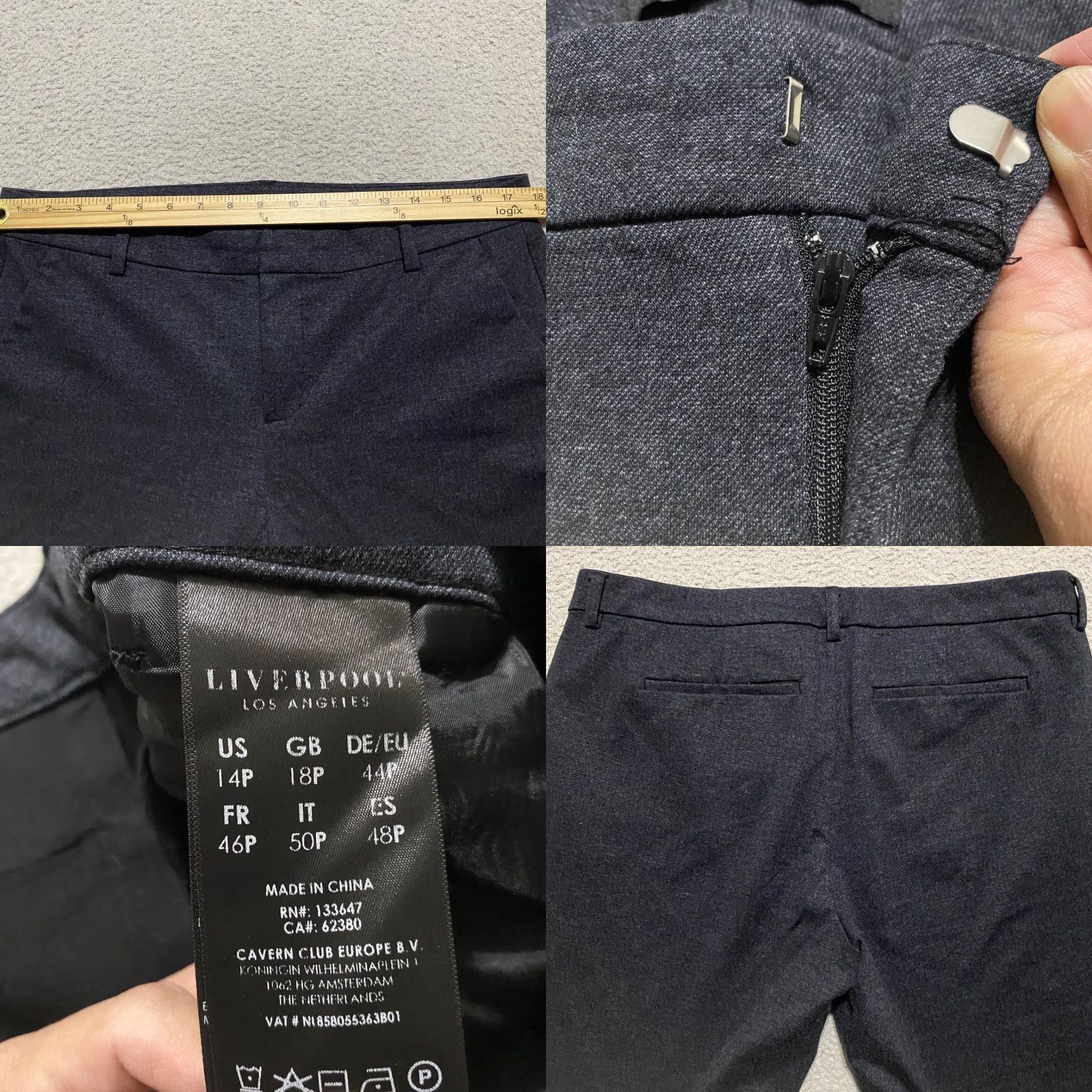 Vintage Liverpool Jeans Dress Pants Womens 14P Gray Knit Straight Mid Rise Petite Business Workwear Office Pant Size 36" / US 14 / IT 50 - 8 Thumbnail