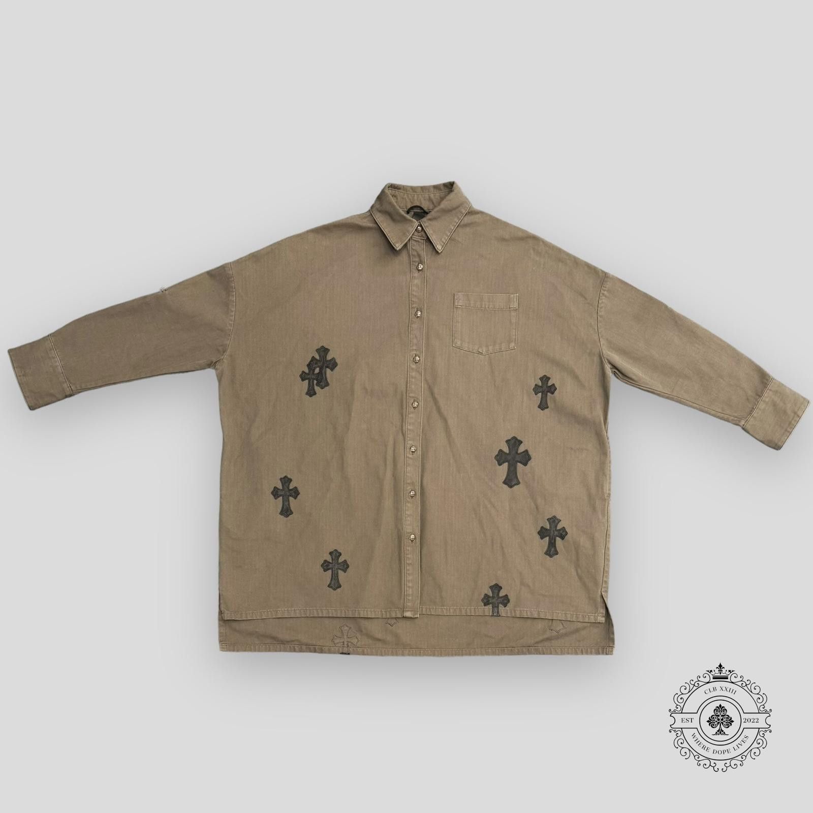Chrome Hearts Chrome Hearts Oversized Cross Patch Shirt in Olive Green Size ONE SIZE - 1 Thumbnail