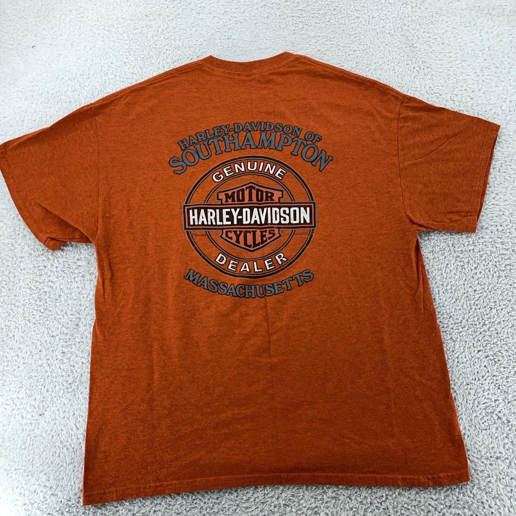 Harley Davidson Harley-Davidson Genuine Oil Shirt Orange Large Massachusetts Motorcycle Biker Shirt Mens L Graphic Print Short Sleeve Crew Neck Size US L / EU 52-54 / 3 - 6 Thumbnail