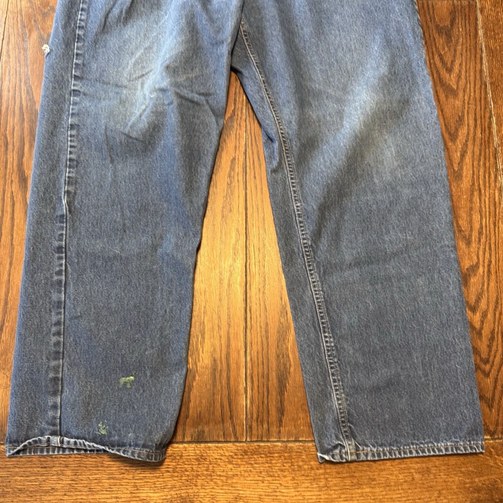 Carhartt VINTAGE Carhartt Jeans Mens 44x30 FR Flame Resistant Distressed Paint USA 90s Grunge Denim Blue 5-Pocket Relaxed Straight Jeans Mens Size US 44 / EU 60 - 2 Thumbnail