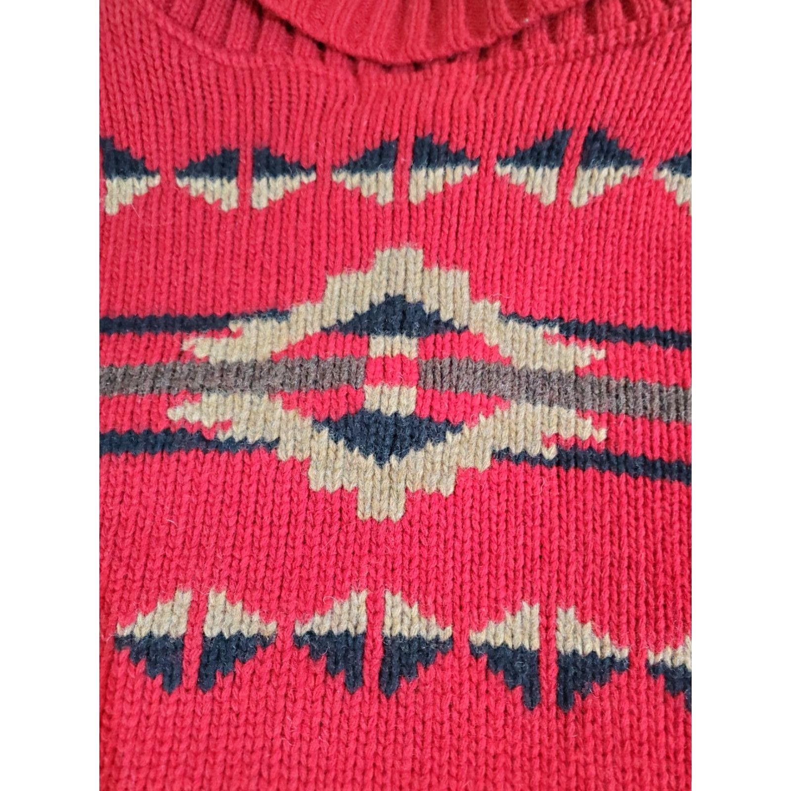 Pendleton VINTAGE Pendleton Jacket Aztec Wool Knit Red Black Suede Snap Front Sz L Women Size L / US 10 / IT 46 - 7 Thumbnail