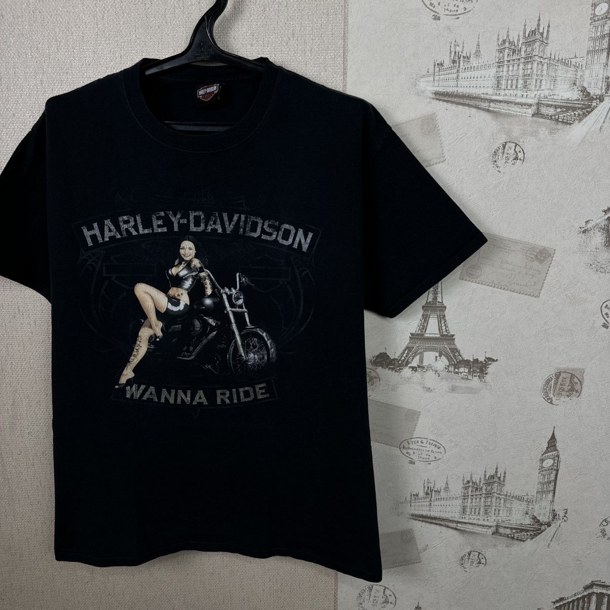 Harley Davidson Vintage Harley Davidson T shirt Girl Biker Streetwear Black Size US L / EU 52-54 / 3 - 5 Thumbnail