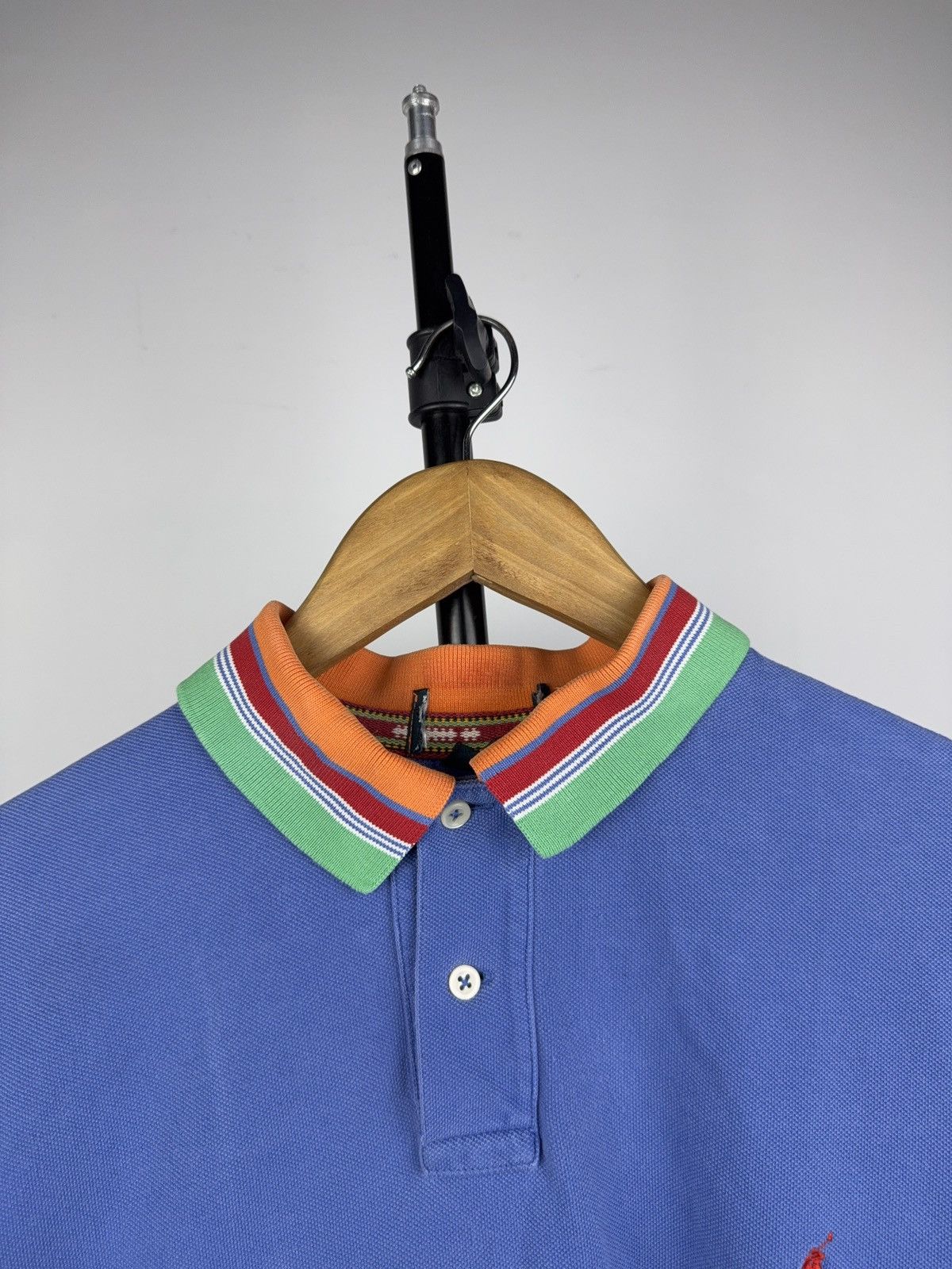 Polo Ralph Lauren Retro Ralph Lauren Multi Stripe Collar Polo Shirt Blue XL Size US XL / EU 56 / 4 - 4 Thumbnail
