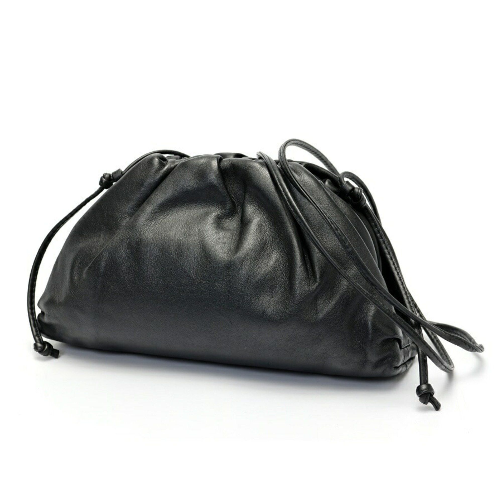 Bottega Veneta Mini The Pouch Leather Clutch Bag With Strap 585852 Calf Black K-158282, Women's