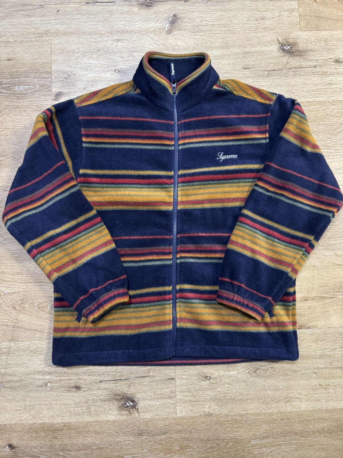 Supreme Stripe Zip Up Fleece Jacket
