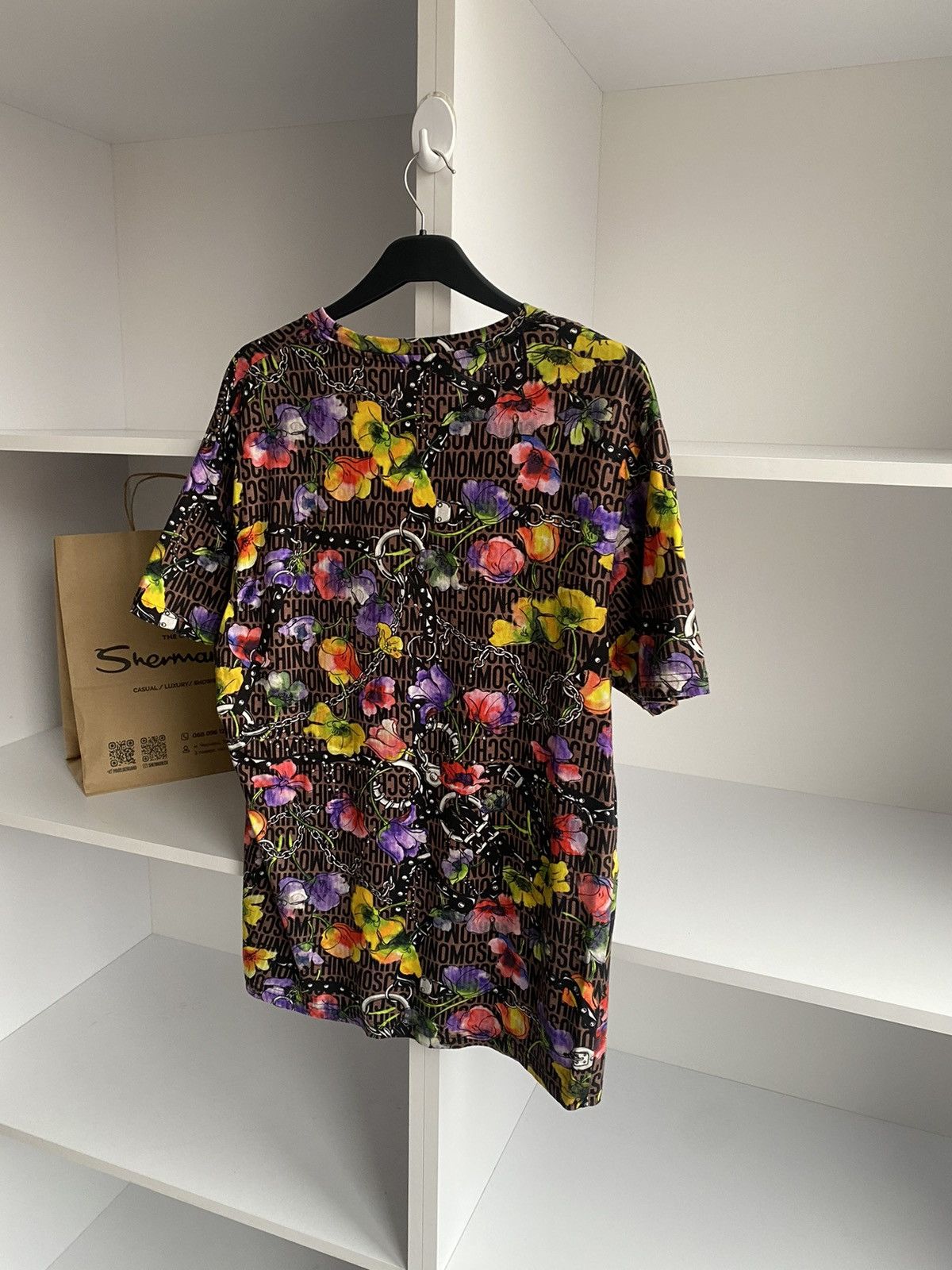 Moschino × Vintage Vintage MOSCHINO FLORAL SWIM LOGO TEE Size US M / EU 48-50 / 2 - 14 Thumbnail