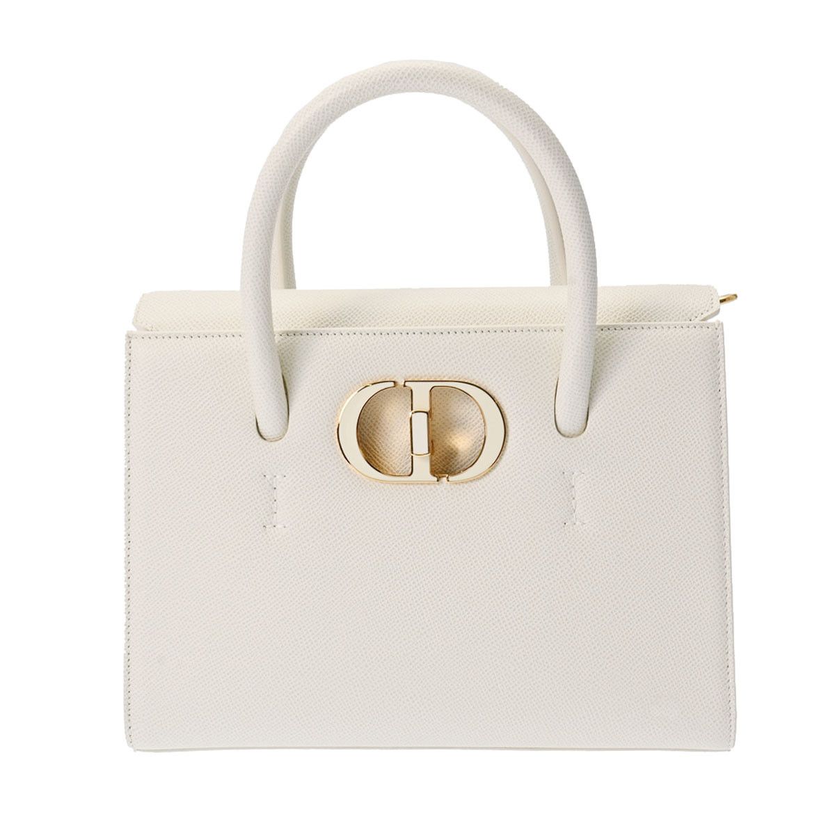 image of Christian Dior Montaigne Gold Hardware Leather Handbag White, Women's