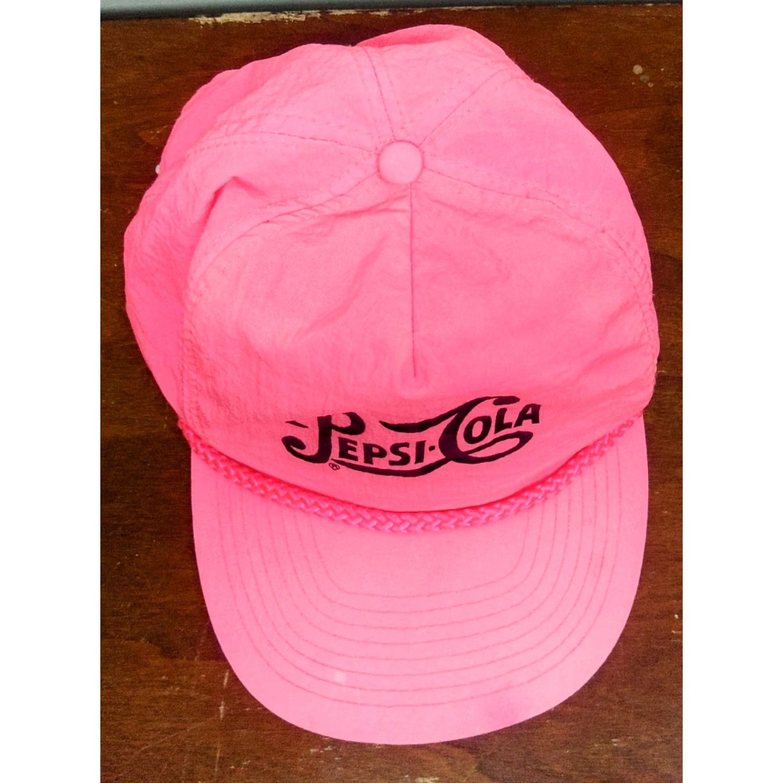 Pinko VINTAGE Pepsi Cola Royal Pacific Baseball Cap Nylon Hot Pink Neon Rope Adjustable One Size Men Hat Cap Retro 90s Hip Hop Beach Orange Neon Pepsi Size ONE SIZE - 2 Thumbnail