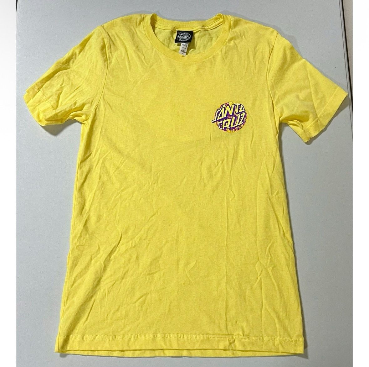 Santa Cruz Skateboards Santa Cruz Yellow Purple Logo Graphic Shirt Top Tee Size S 💛 Size US S / EU 44-46 / 1 - 1 Thumbnail