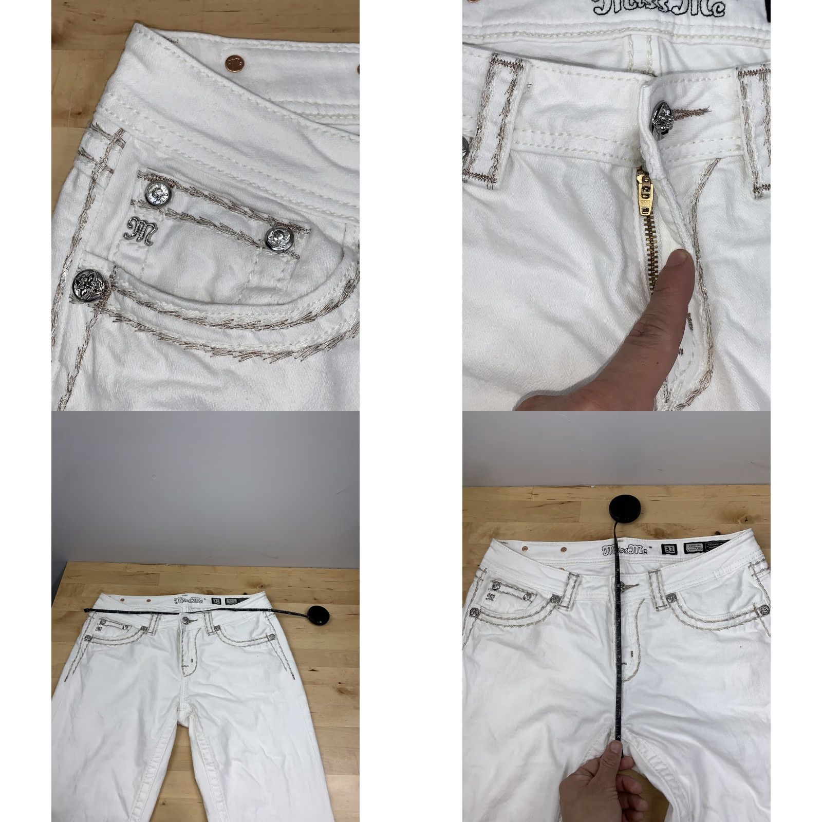 Vintage Miss Mw Signature Cuffed Capri Jeans Womens 31 White Inseam 23" Regular 31 Miss Mw Signature Cuffed Jeans White 31 Womens Capri JN Size 24" / US 00 / IT 34 - 8 Thumbnail