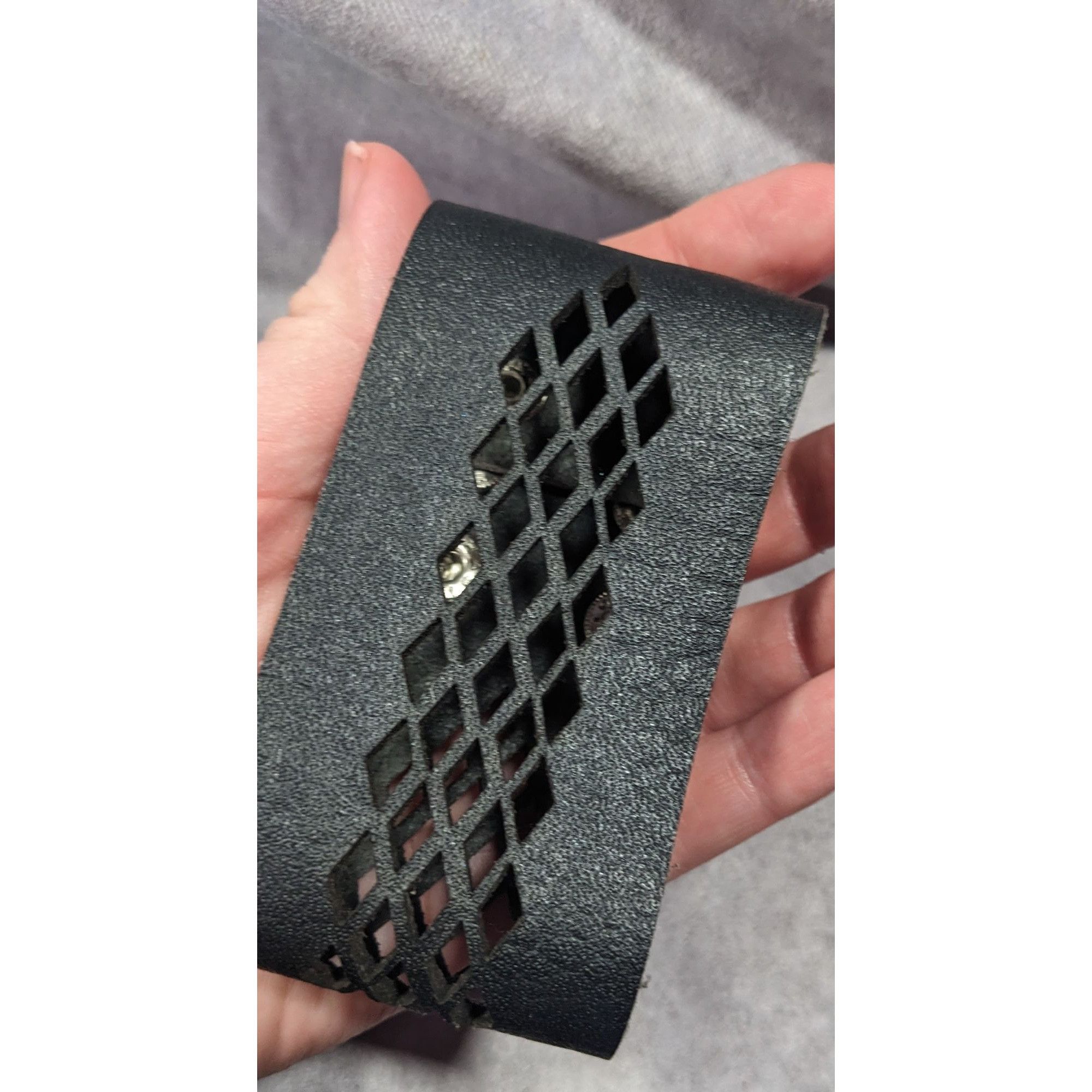 Other Gothic Black Faux Leather Lattice Cutout Bracelet Size ONE SIZE - 3 Thumbnail