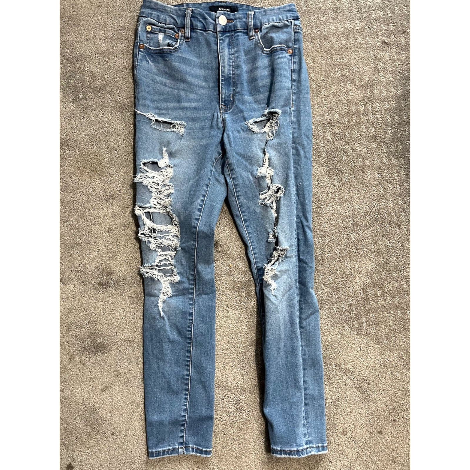 Vintage Aeropostale Jeans Womens Size 8 High Rise Curvy Jegging Blue Denim Slim Stretch Size 30" / US 8 / IT 44 - 3 Thumbnail