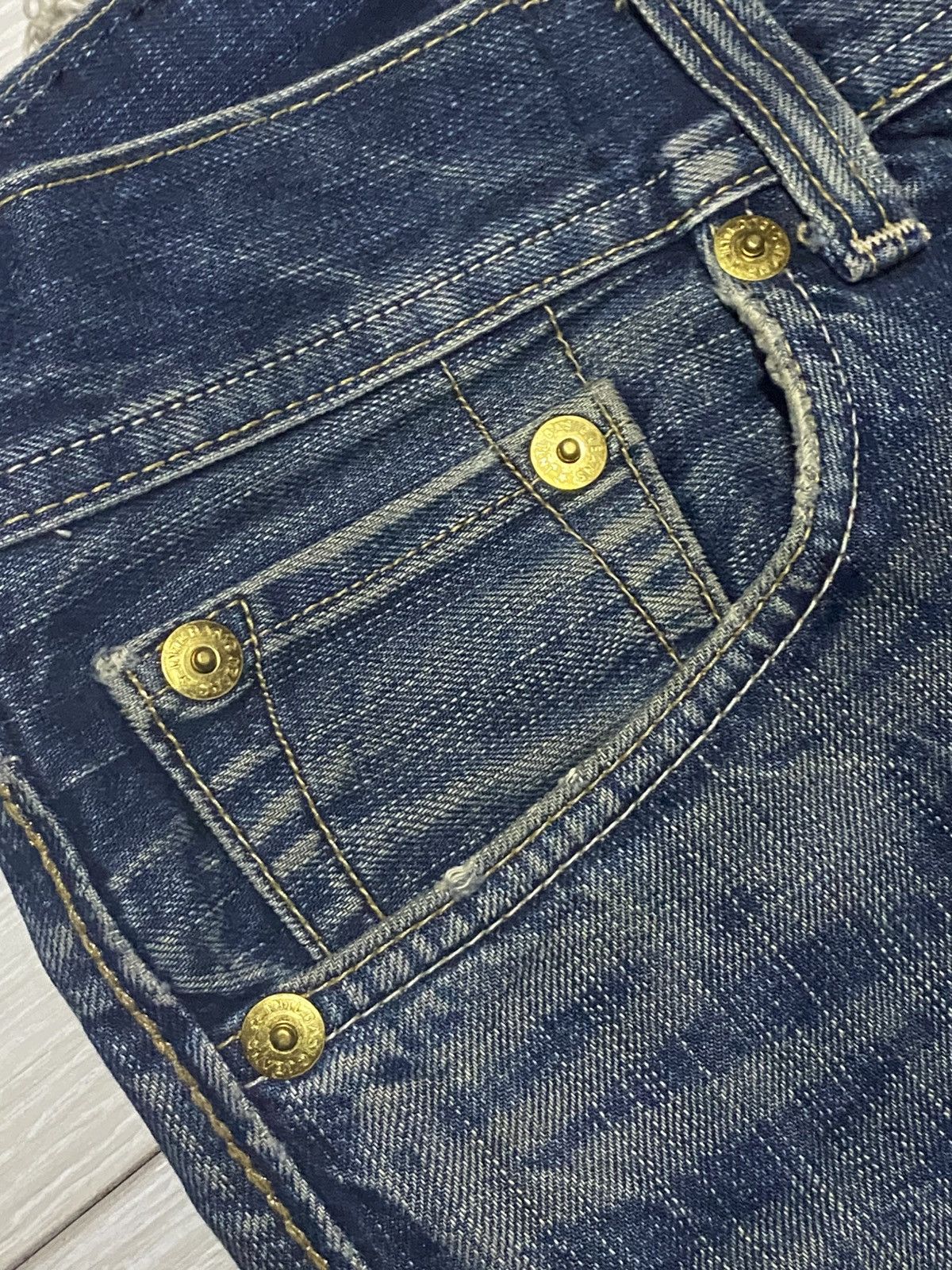 Japanese Brand Vintage Denim Craft Mud Faded Wash Distressed Repair Flare Size US 36 / EU 52 - 12 Thumbnail