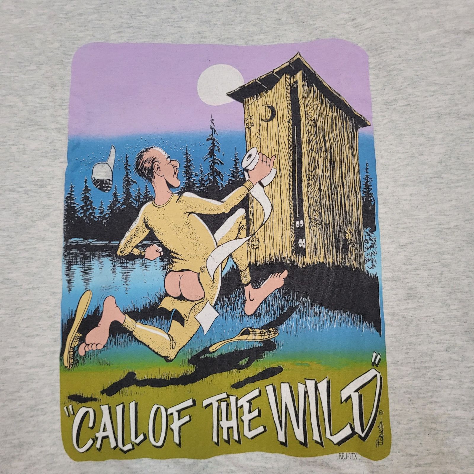 Fruit Of The Loom VTG Call of the Wild Funny Potty T-Shirt XXL Outhouse Humor Size US XXL / EU 58 / 5 - 2 Thumbnail