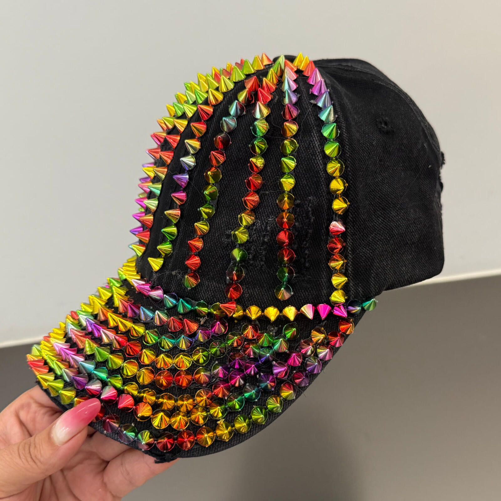 Other Spike Pyramid Stud Baseball Cap | Punk Multicolour Street Size ONE SIZE - 2 Thumbnail