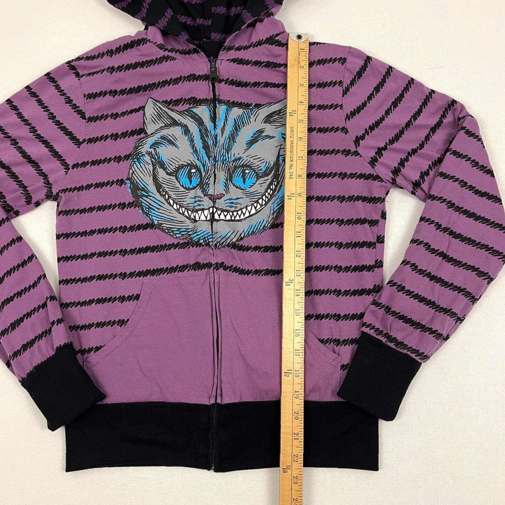 Hot Topic VINTAGE Rare 2009 Cheshire Cat Hoodie Womens M Reversible Hot Topic Disney Hoodie Y2K Size M / US 6-8 / IT 42-44 - 4 Thumbnail