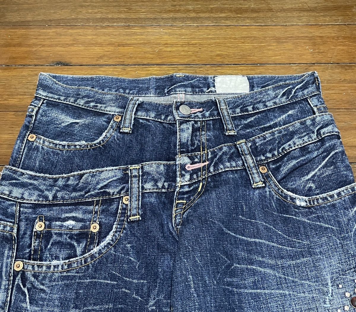If Six Was Nine Rare Design Vintage Brand Antgauge Double Waist Jeans 1990s Size US 31 - 3 Thumbnail