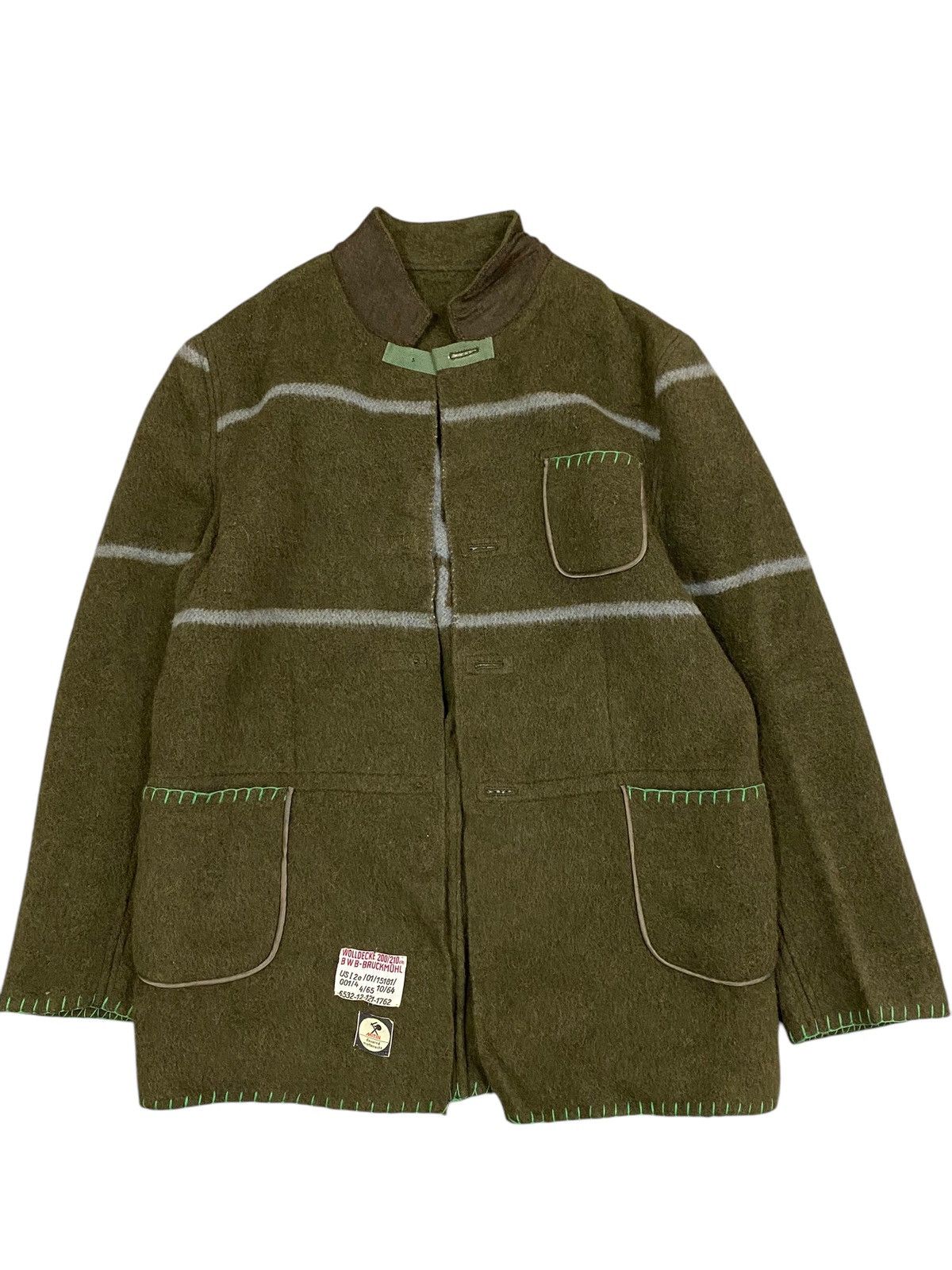Vintage German Military Wool Coat - Bundes-Eigentum, Woolen Jacket Size US S / EU 44-46 / 1 - 2 Thumbnail