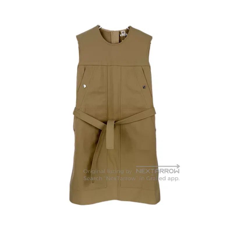 Hermes Hermes Khaki Vest Dress with Belt Size S / US 4 / IT 40 - 1 Thumbnail
